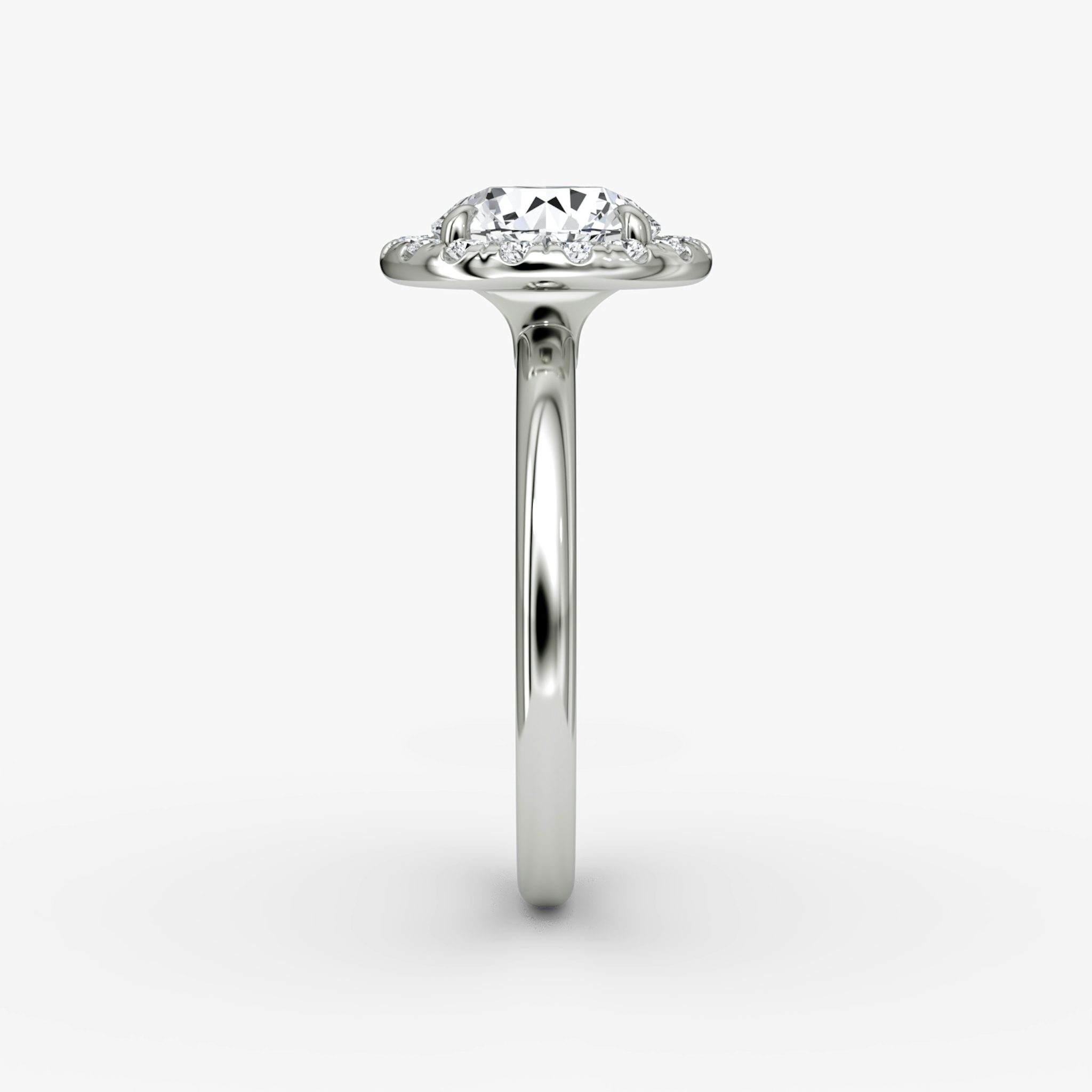 The Halo | Round Brilliant | 18k | White Gold | bandAccent: Plain | caratWeight: other | haloSize: large | diamondOrientation: vertical