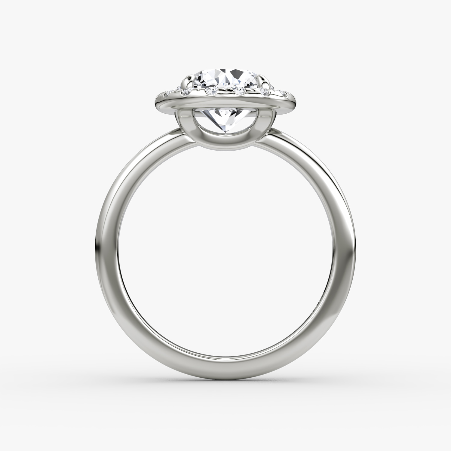 The Halo | Round Brilliant | 18k | White Gold | bandAccent: Plain | caratWeight: other | haloSize: large | diamondOrientation: vertical