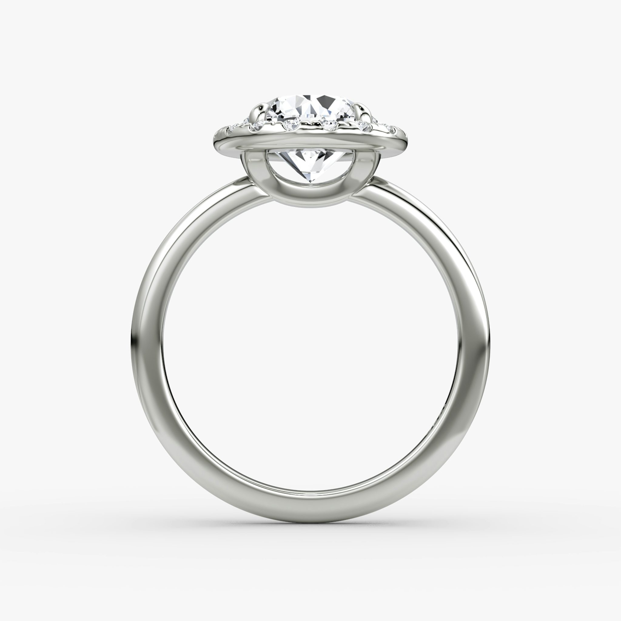 The Halo | Round Brilliant | 18k | White Gold | bandAccent: Plain | caratWeight: other | haloSize: large | diamondOrientation: vertical
