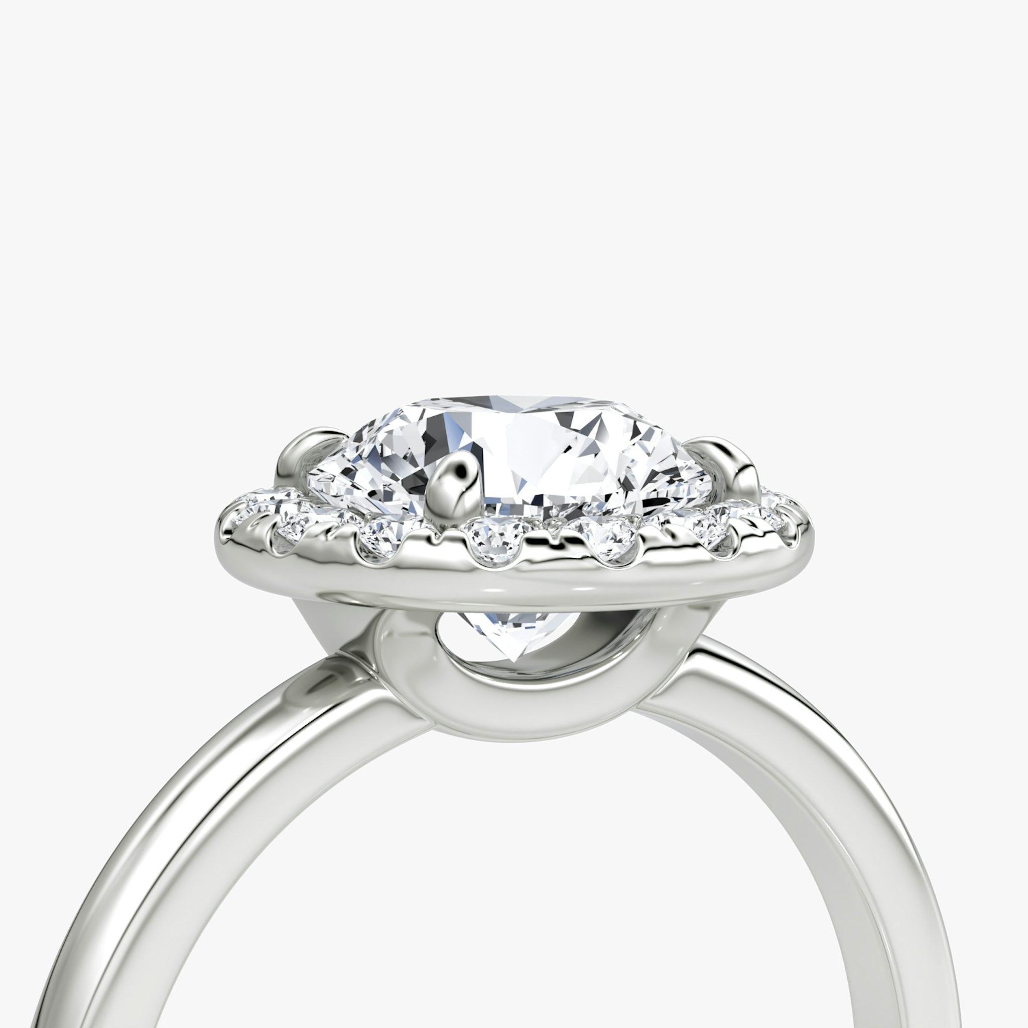 The Halo | Round Brilliant | 18k | White Gold | bandAccent: Plain | caratWeight: other | haloSize: large | diamondOrientation: vertical