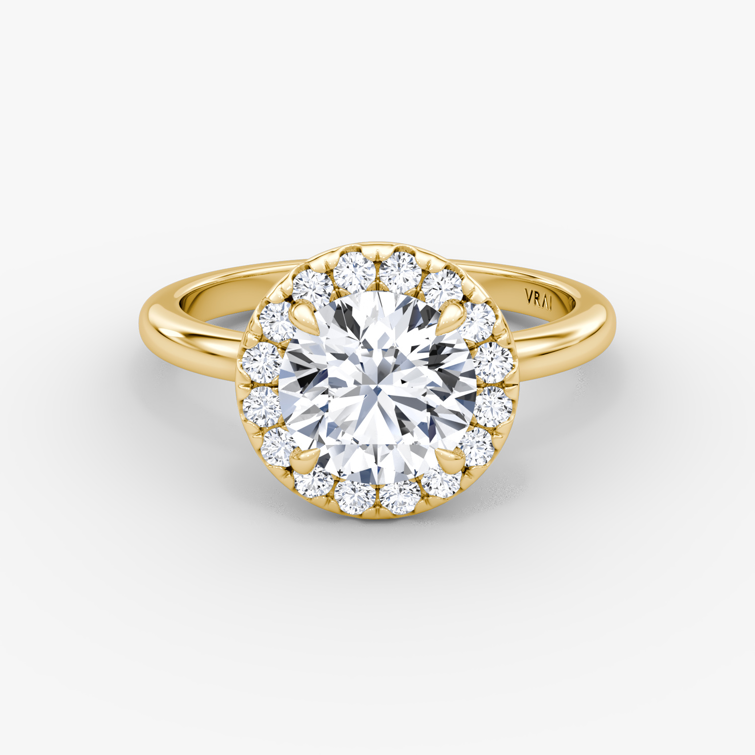 Anillo de compromiso Halo | Brillante | 18k | Oro amarillo | bandAccent: Simple | caratWeight: 1.0ct | haloSize: large | diamondOrientation: vertical