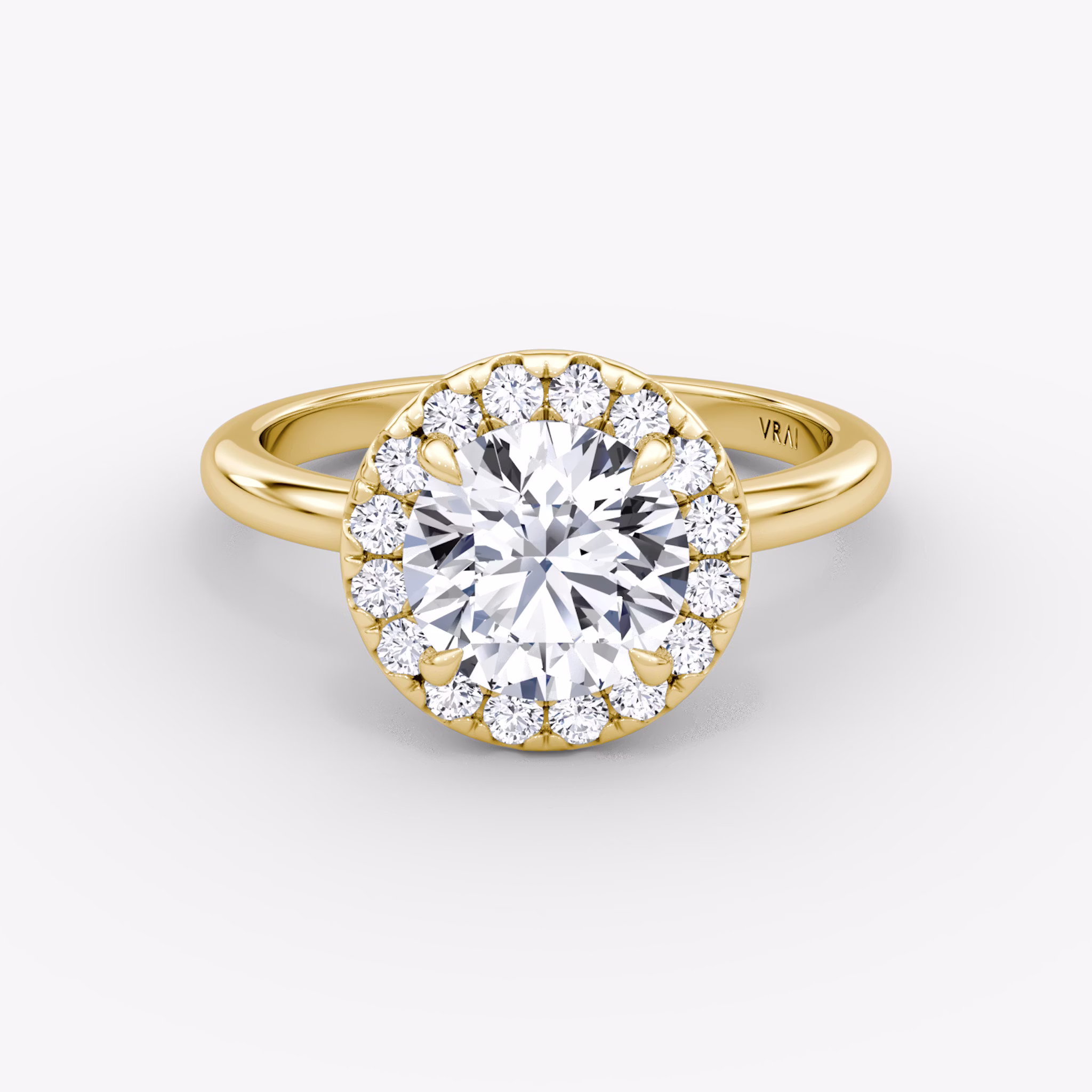 Anillo de compromiso Halo | Brillante | 18k | Oro amarillo | bandAccent: Simple | caratWeight: 1.0ct | haloSize: large | diamondOrientation: vertical