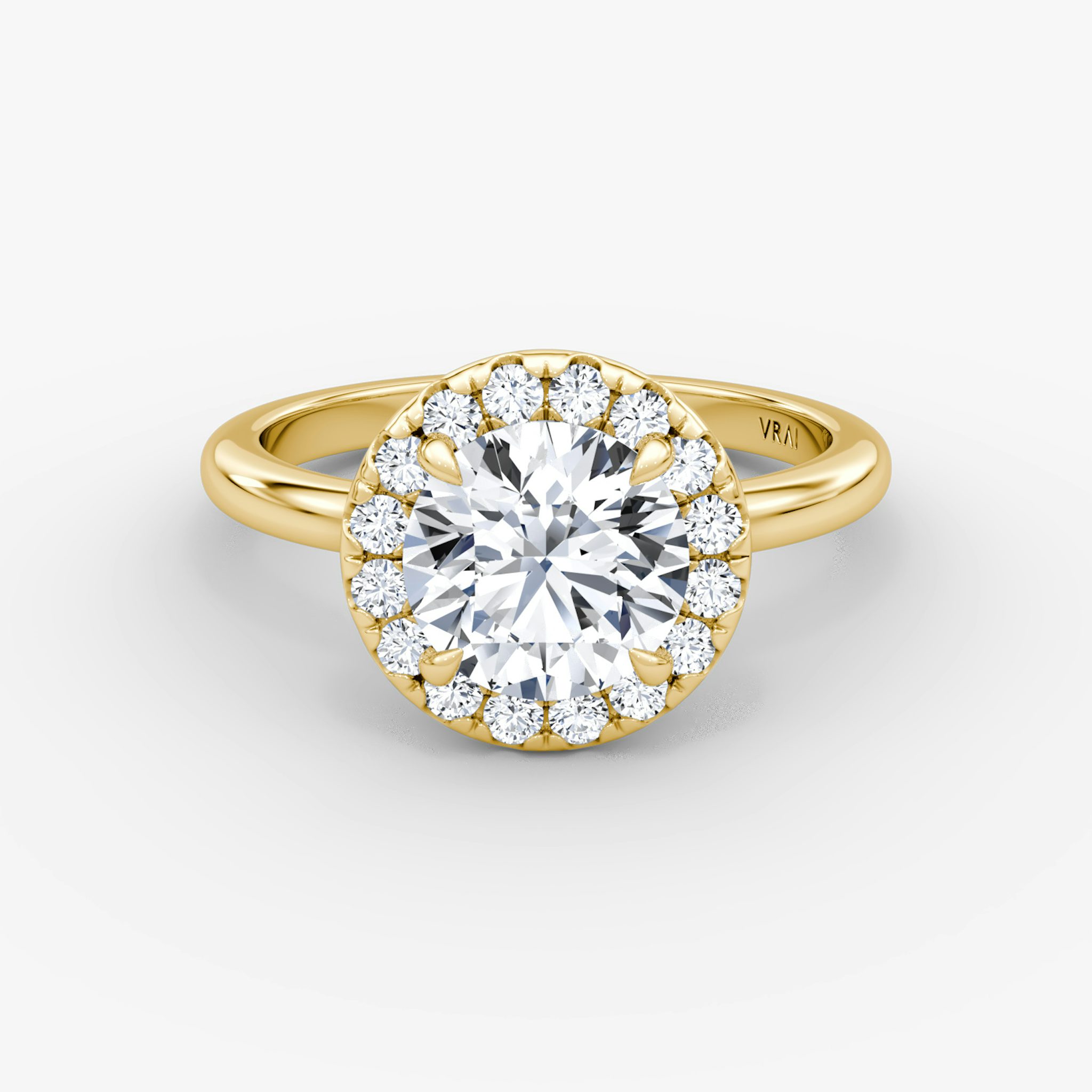 Anillo de compromiso Halo | Brillante | 18k | Oro amarillo | bandAccent: Simple | caratWeight: 1.0ct | haloSize: large | diamondOrientation: vertical
