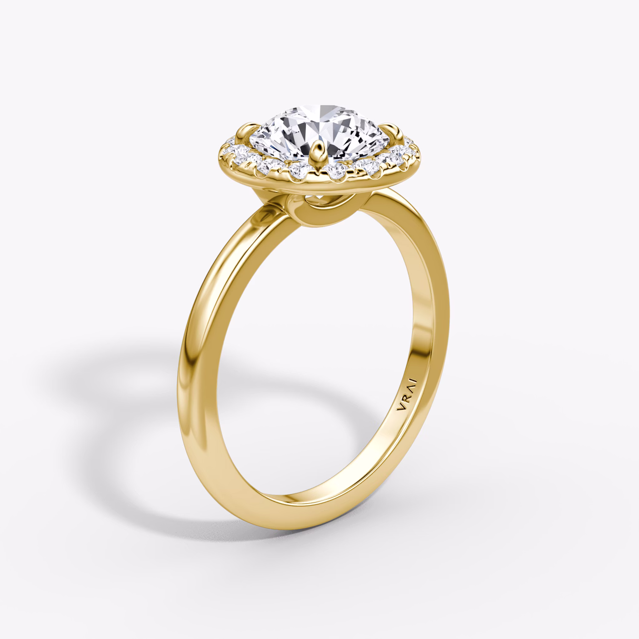 Anillo de compromiso Halo | Brillante | 18k | Oro amarillo | bandAccent: Simple | caratWeight: 1.0ct | haloSize: large | diamondOrientation: vertical