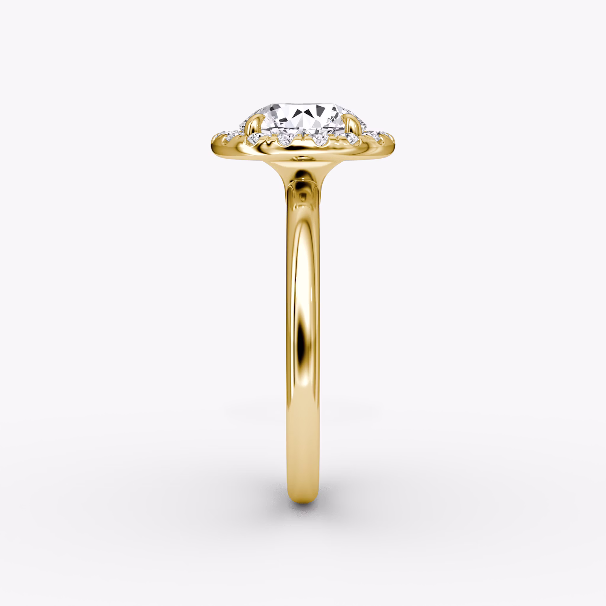 Anillo de compromiso Halo | Brillante | 18k | Oro amarillo | bandAccent: Simple | caratWeight: 1.0ct | haloSize: large | diamondOrientation: vertical
