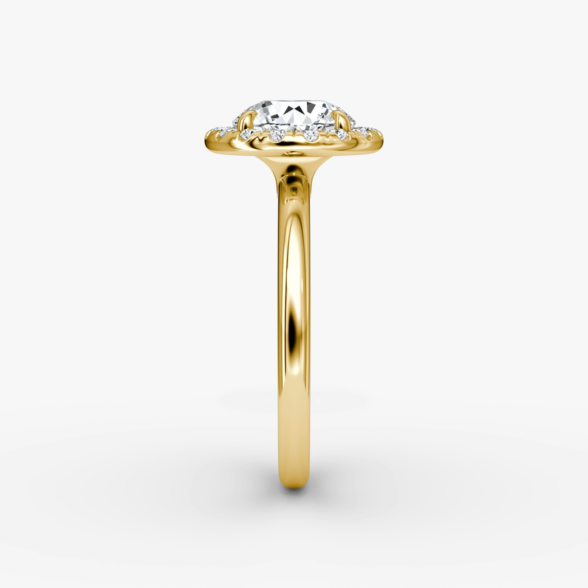 Anillo de compromiso Halo | Brillante | 18k | Oro amarillo | bandAccent: Simple | caratWeight: 1.0ct | haloSize: large | diamondOrientation: vertical