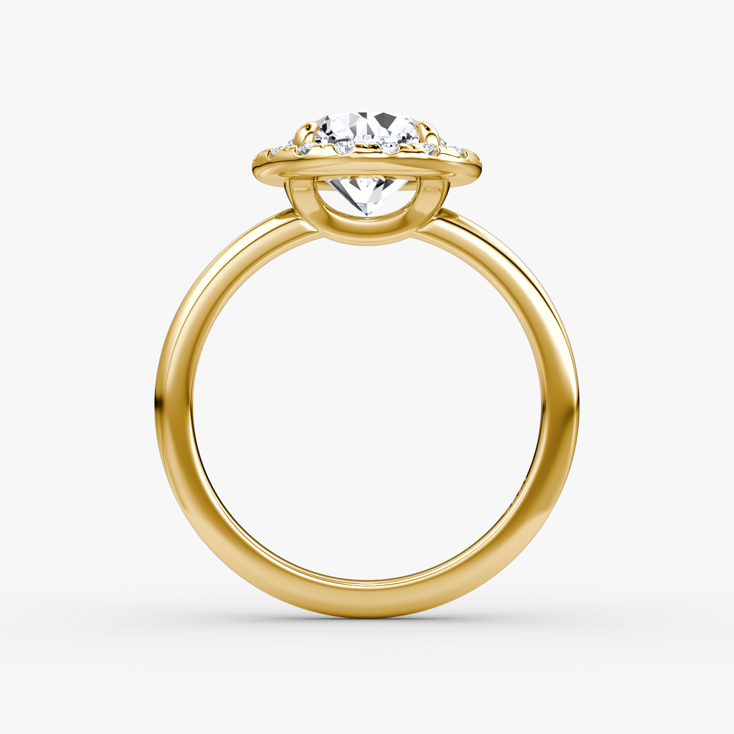 Anillo de compromiso Halo | Brillante | 18k | Oro amarillo | bandAccent: Simple | caratWeight: 1.0ct | haloSize: large | diamondOrientation: vertical