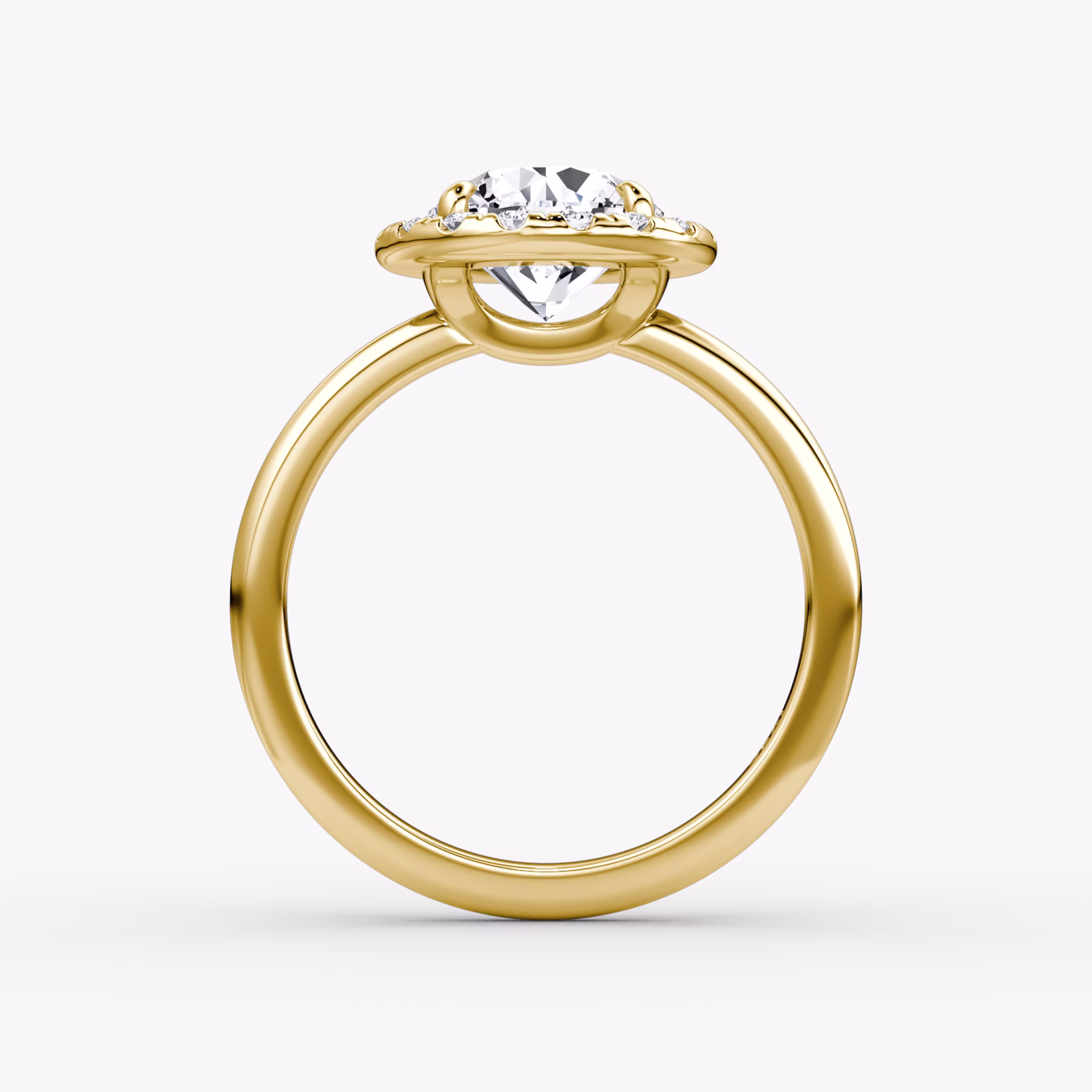 Anillo de compromiso Halo | Brillante | 18k | Oro amarillo | bandAccent: Simple | caratWeight: 1.0ct | haloSize: large | diamondOrientation: vertical