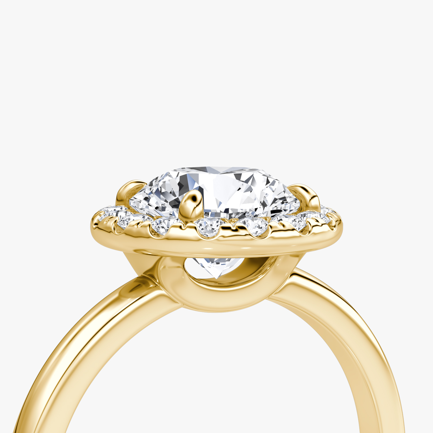 Anillo de compromiso Halo | Brillante | 18k | Oro amarillo | bandAccent: Simple | caratWeight: 1.0ct | haloSize: large | diamondOrientation: vertical