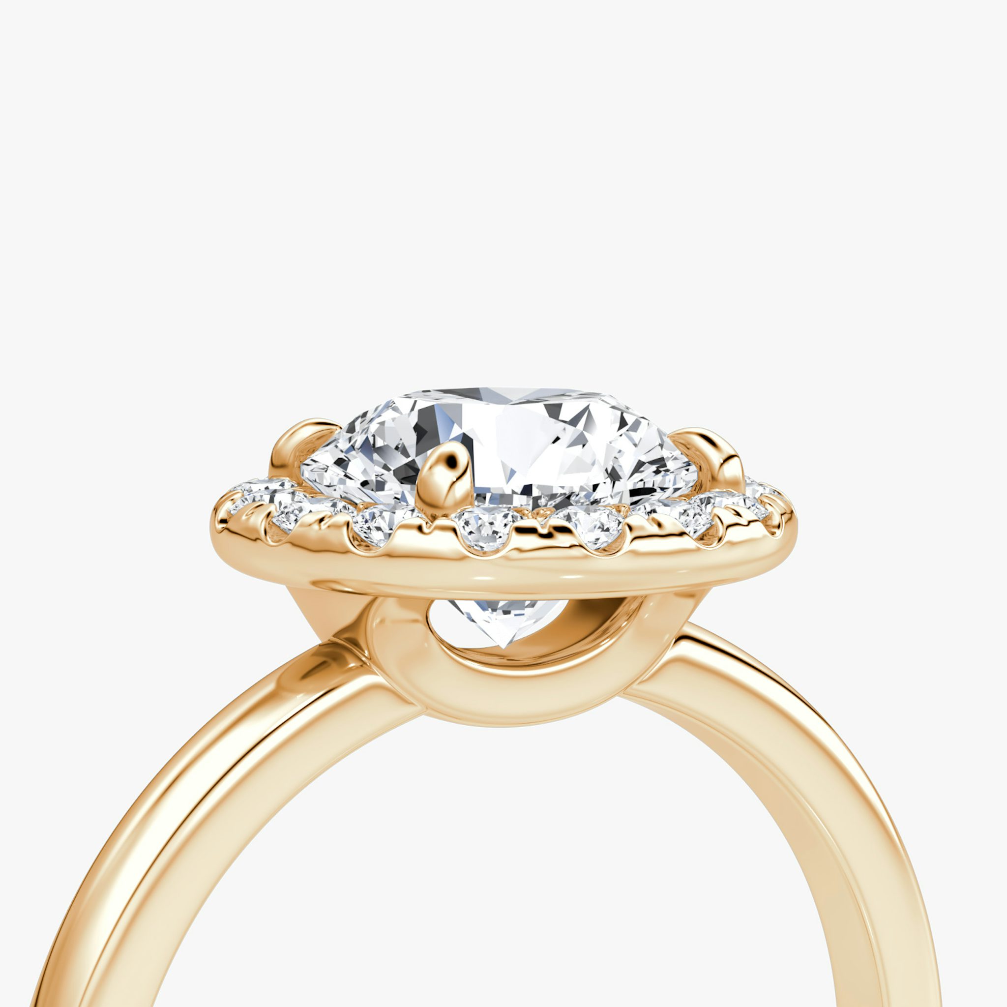 The Halo | Round Brilliant | 14k | Rose Gold | bandAccent: Plain | caratWeight: 1.0ct | haloSize: large | diamondOrientation: vertical