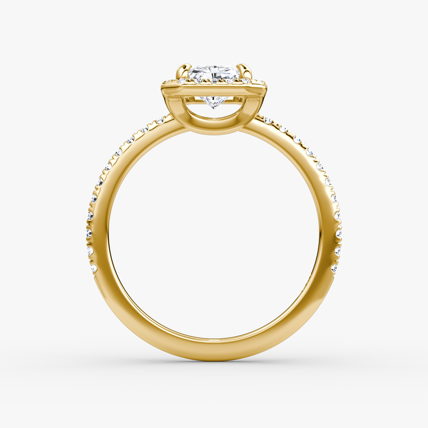 The Halo | Radiant | 18k | Yellow Gold | bandAccent: Pavé | haloSize: original | diamondOrientation: vertical | caratWeight: other