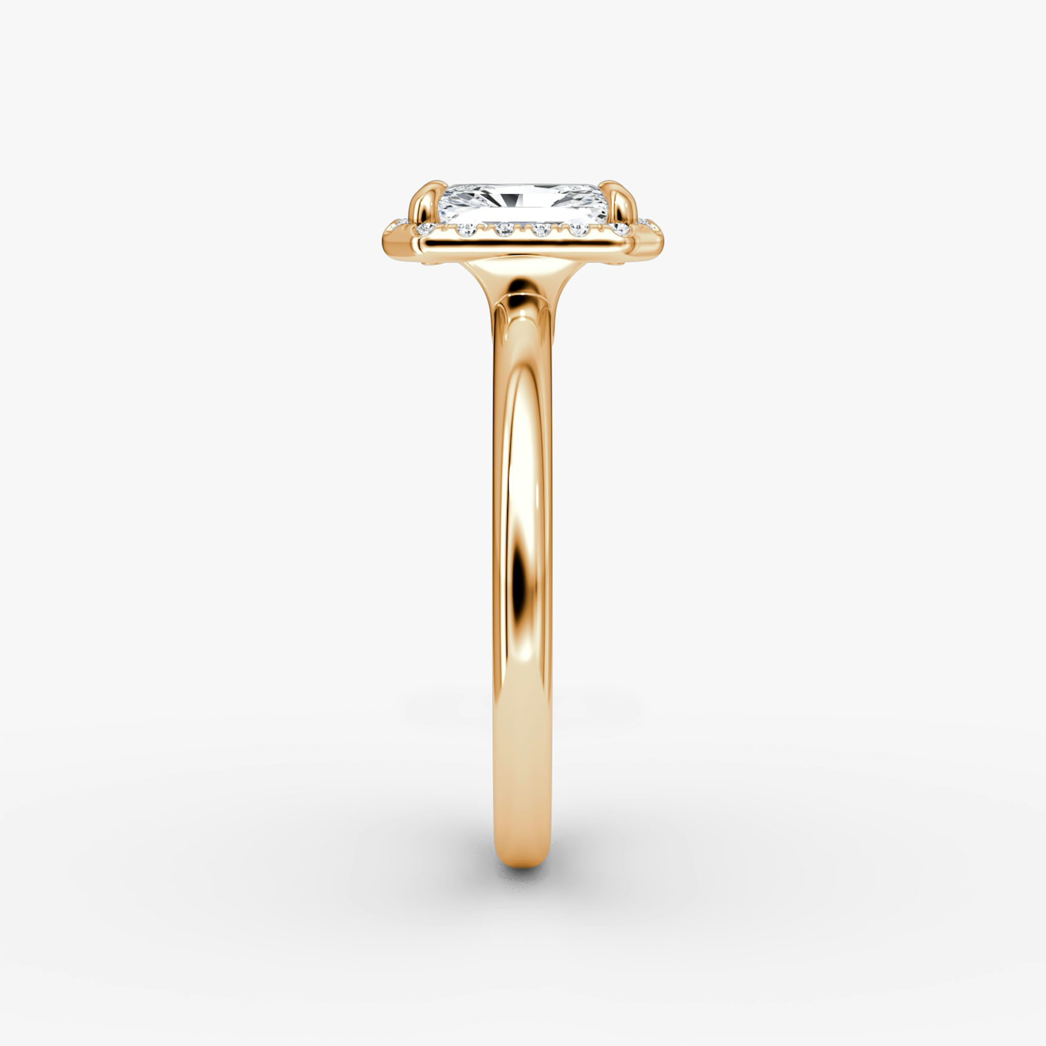 The Halo | Radiant | 14k | Rose Gold | bandAccent: Plain | haloSize: original | diamondOrientation: vertical | caratWeight: other