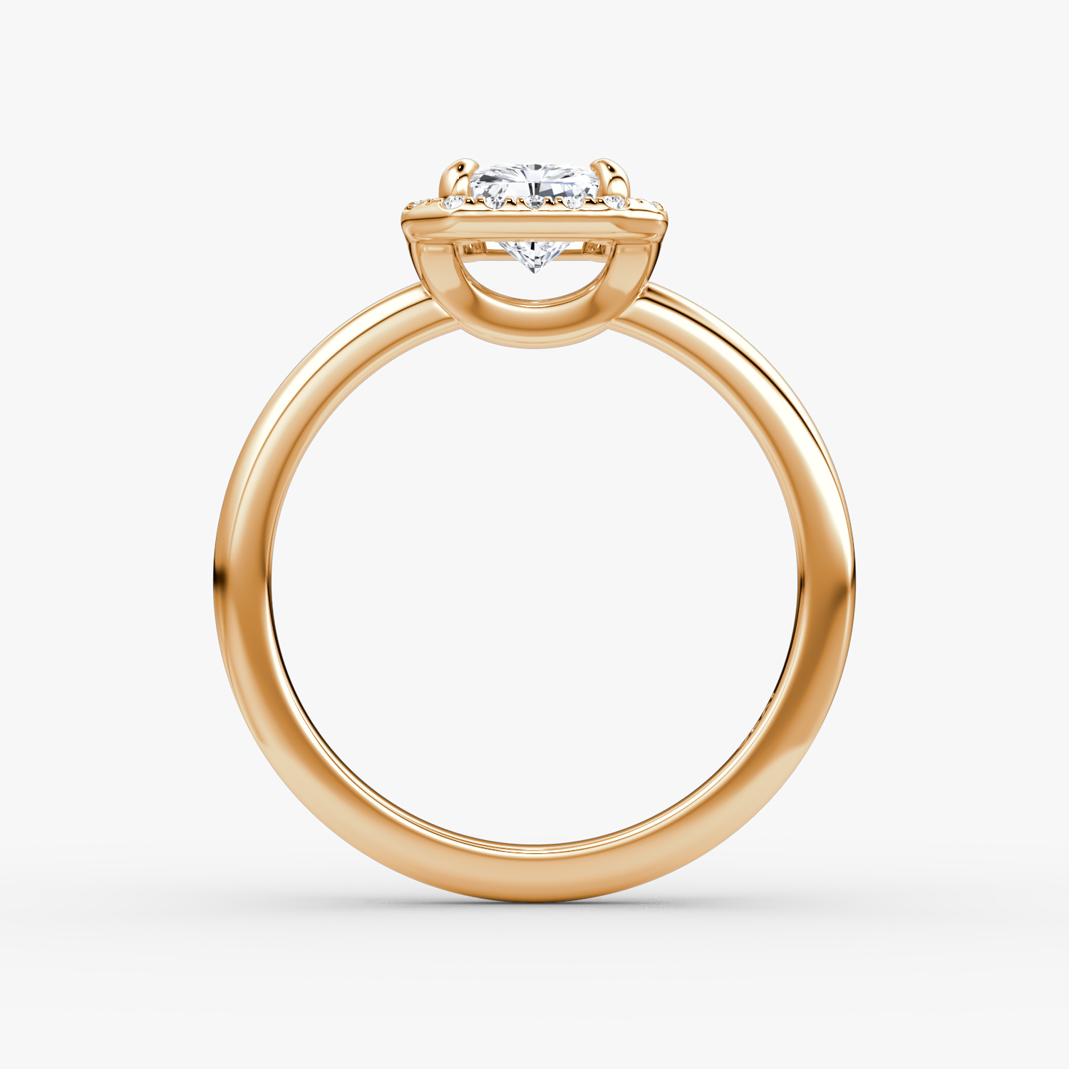 The Halo | Radiant | 14k | Rose Gold | bandAccent: Plain | haloSize: original | diamondOrientation: vertical | caratWeight: other