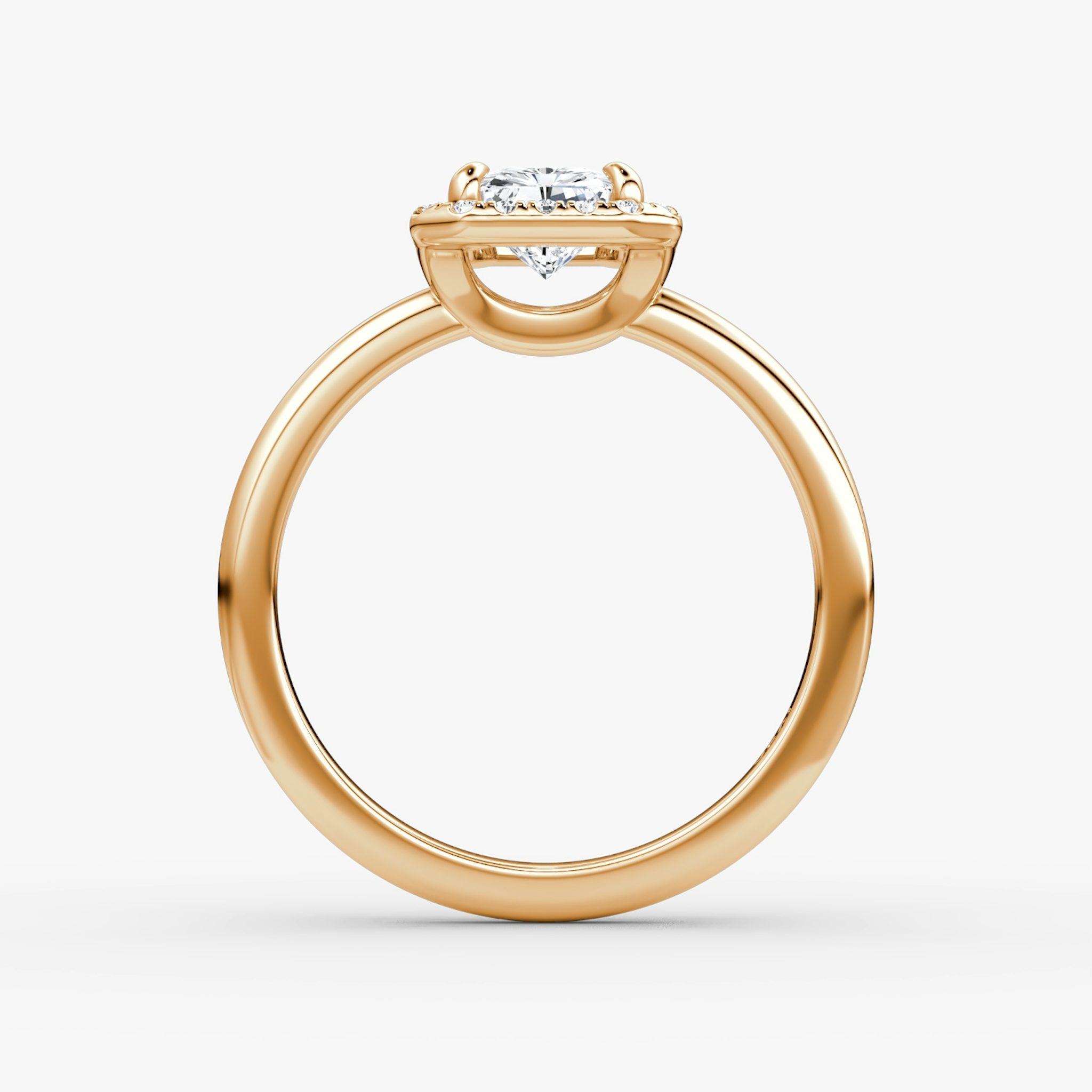 The Halo | Radiant | 14k | Rose Gold | bandAccent: Plain | haloSize: original | diamondOrientation: vertical | caratWeight: other