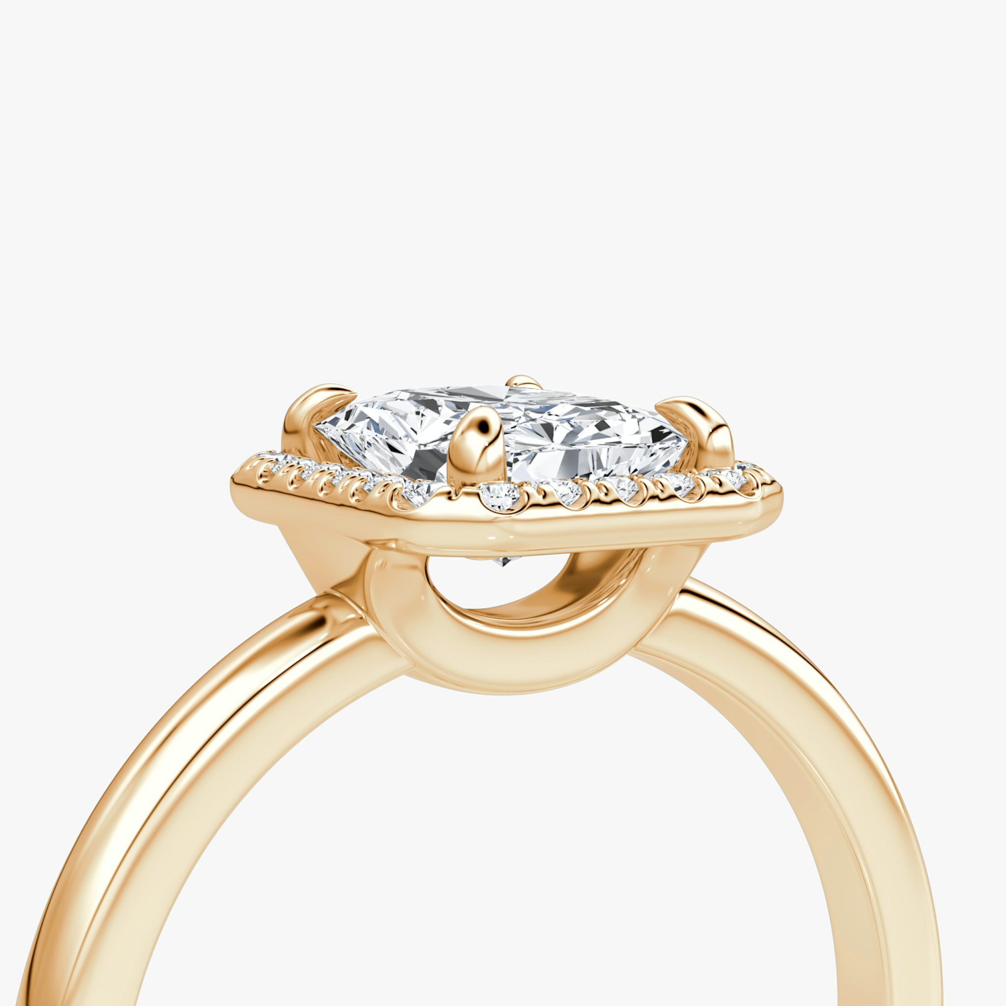 The Halo | Radiant | 14k | Rose Gold | bandAccent: Plain | haloSize: original | diamondOrientation: vertical | caratWeight: other