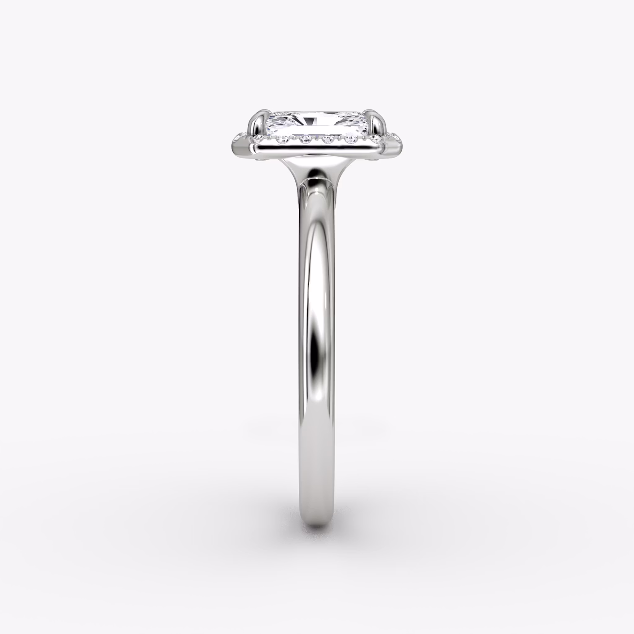 The Halo | Radiant | Platinum | bandAccent: Plain | haloSize: original | diamondOrientation: vertical | caratWeight: other