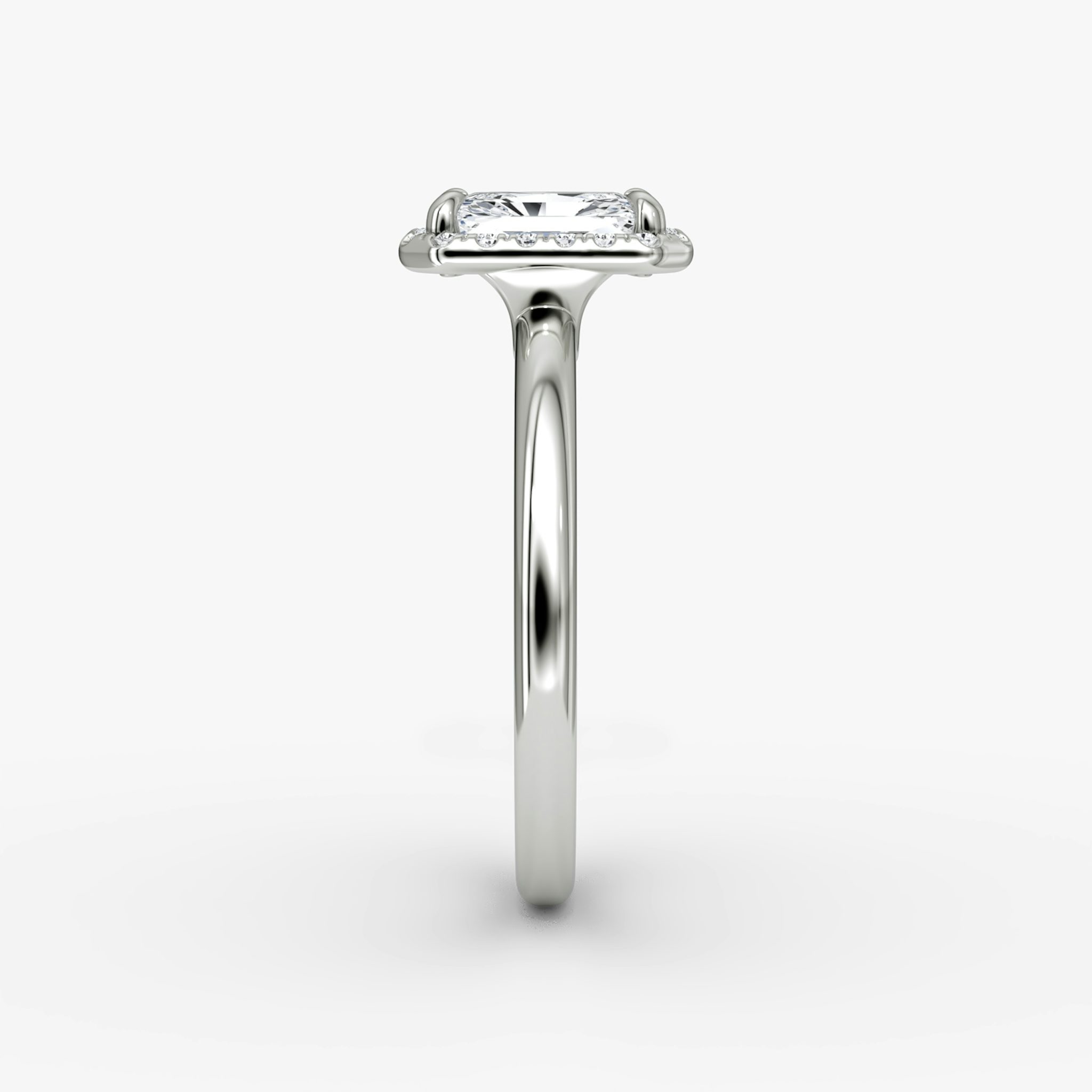 The Halo | Radiant | Platinum | bandAccent: Plain | haloSize: original | diamondOrientation: vertical | caratWeight: other