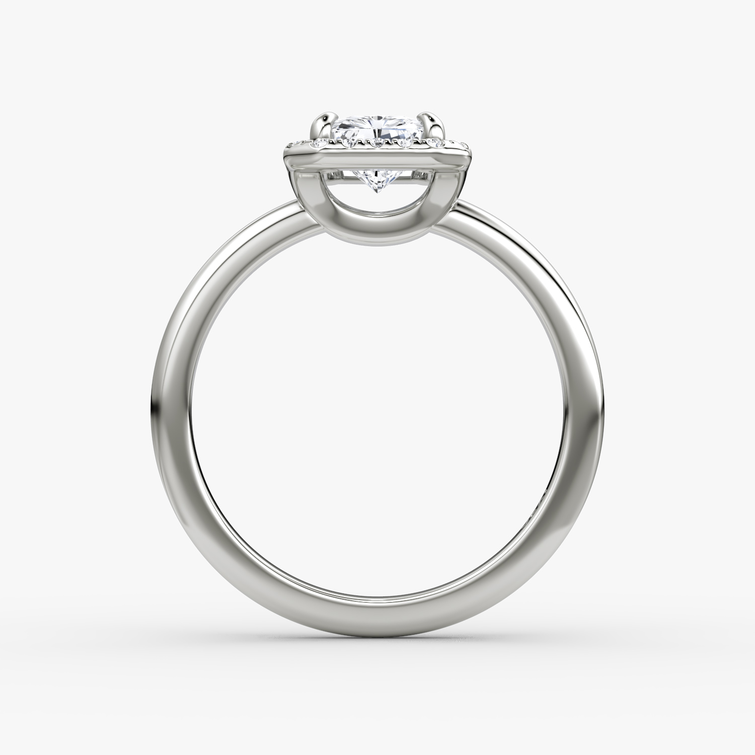 The Halo | Radiant | Platinum | bandAccent: Plain | haloSize: original | diamondOrientation: vertical | caratWeight: other