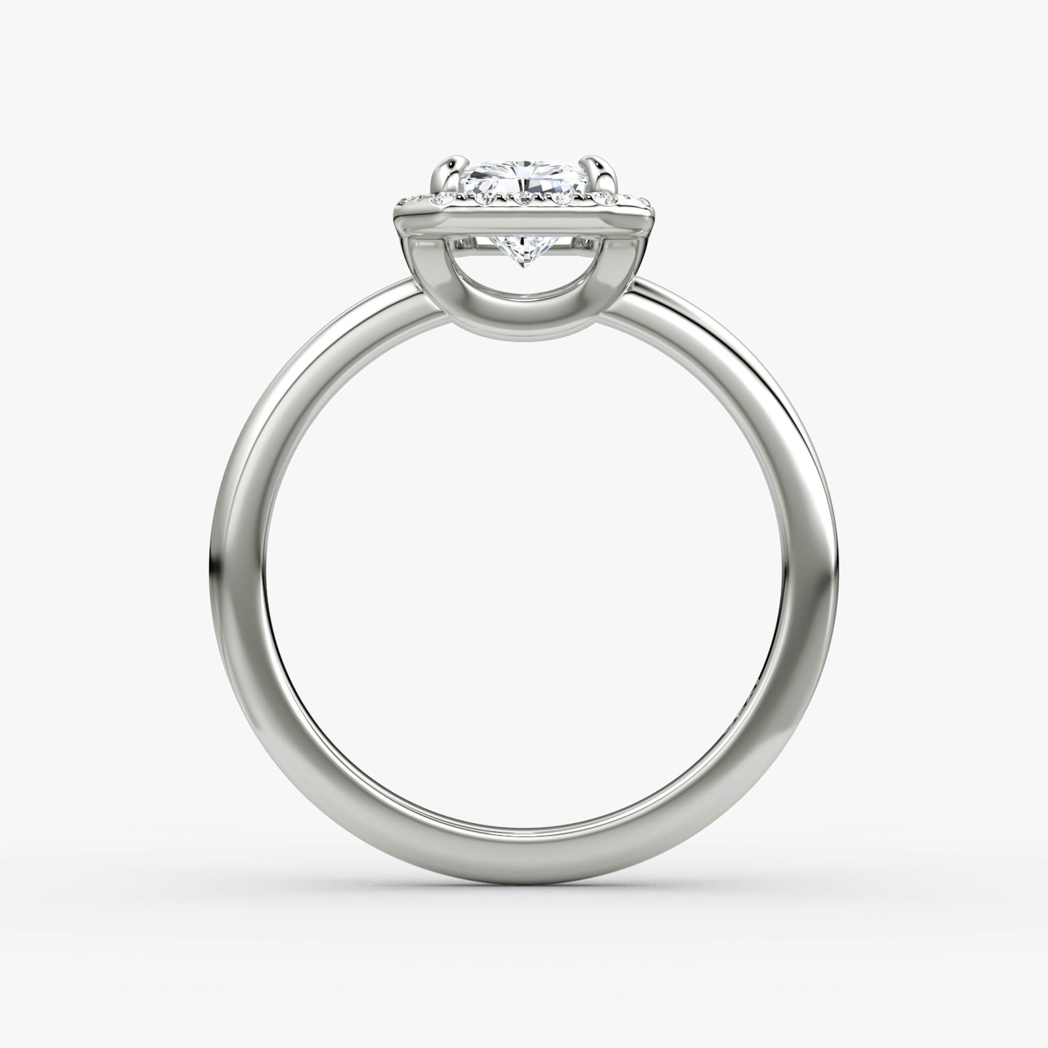 The Halo | Radiant | Platinum | bandAccent: Plain | haloSize: original | diamondOrientation: vertical | caratWeight: other