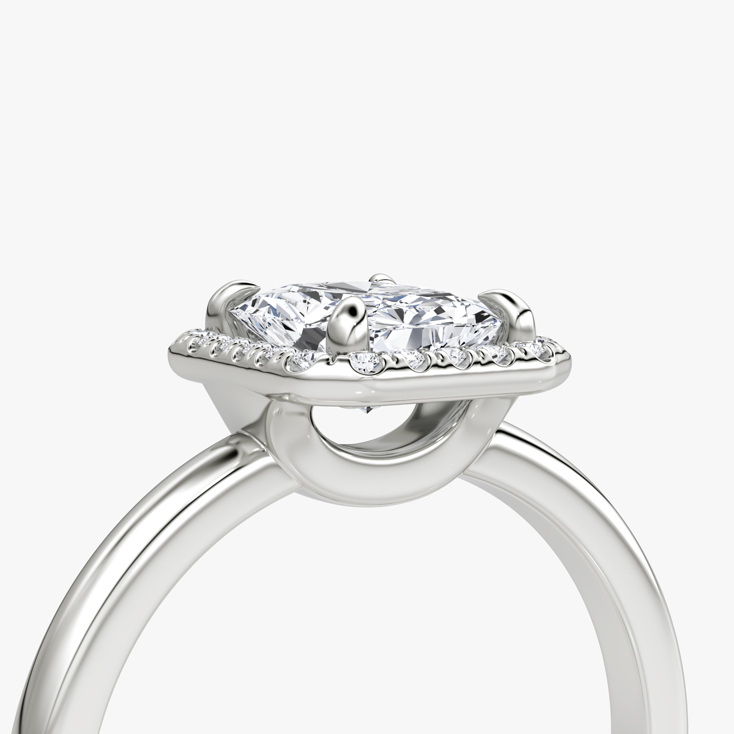 The Halo | Radiant | Platinum | bandAccent: Plain | haloSize: original | diamondOrientation: vertical | caratWeight: other