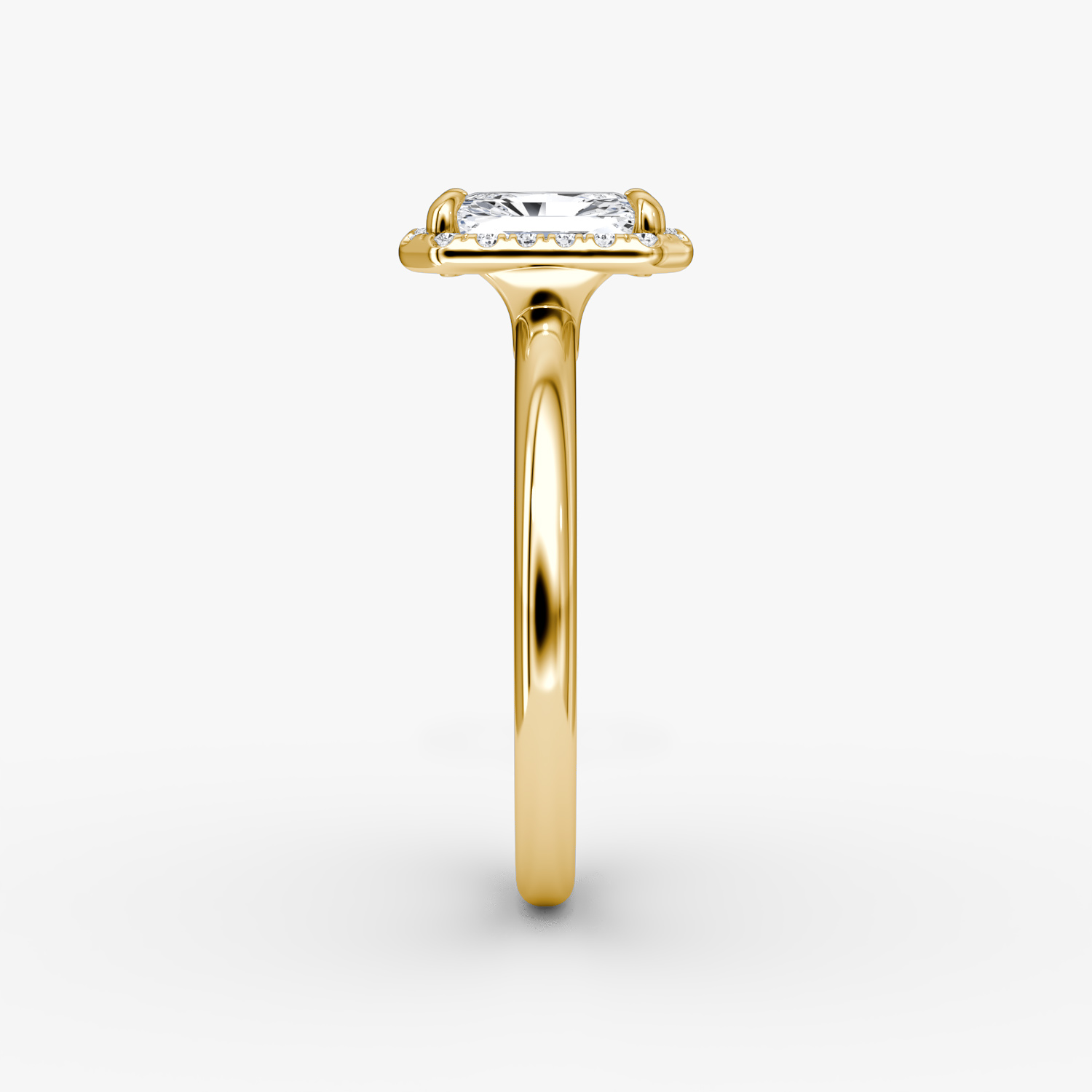 The Halo | Radiant | 18k | Yellow Gold | bandAccent: Plain | haloSize: original | diamondOrientation: vertical | caratWeight: other