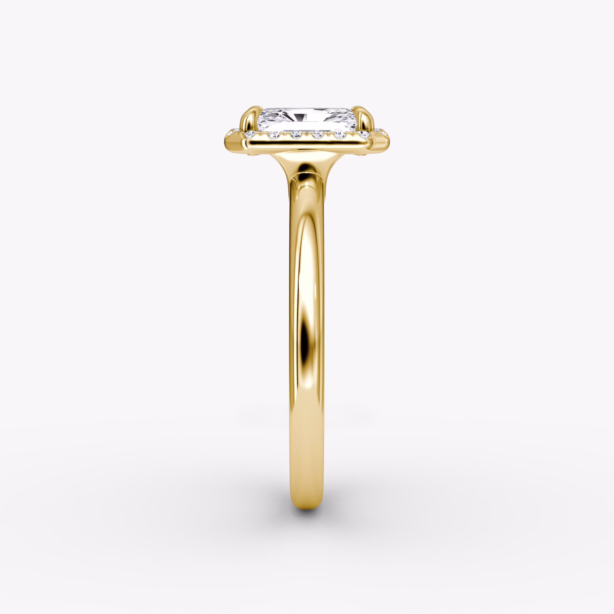 The Halo | Radiant | 18k | Yellow Gold | bandAccent: Plain | haloSize: original | diamondOrientation: vertical | caratWeight: other