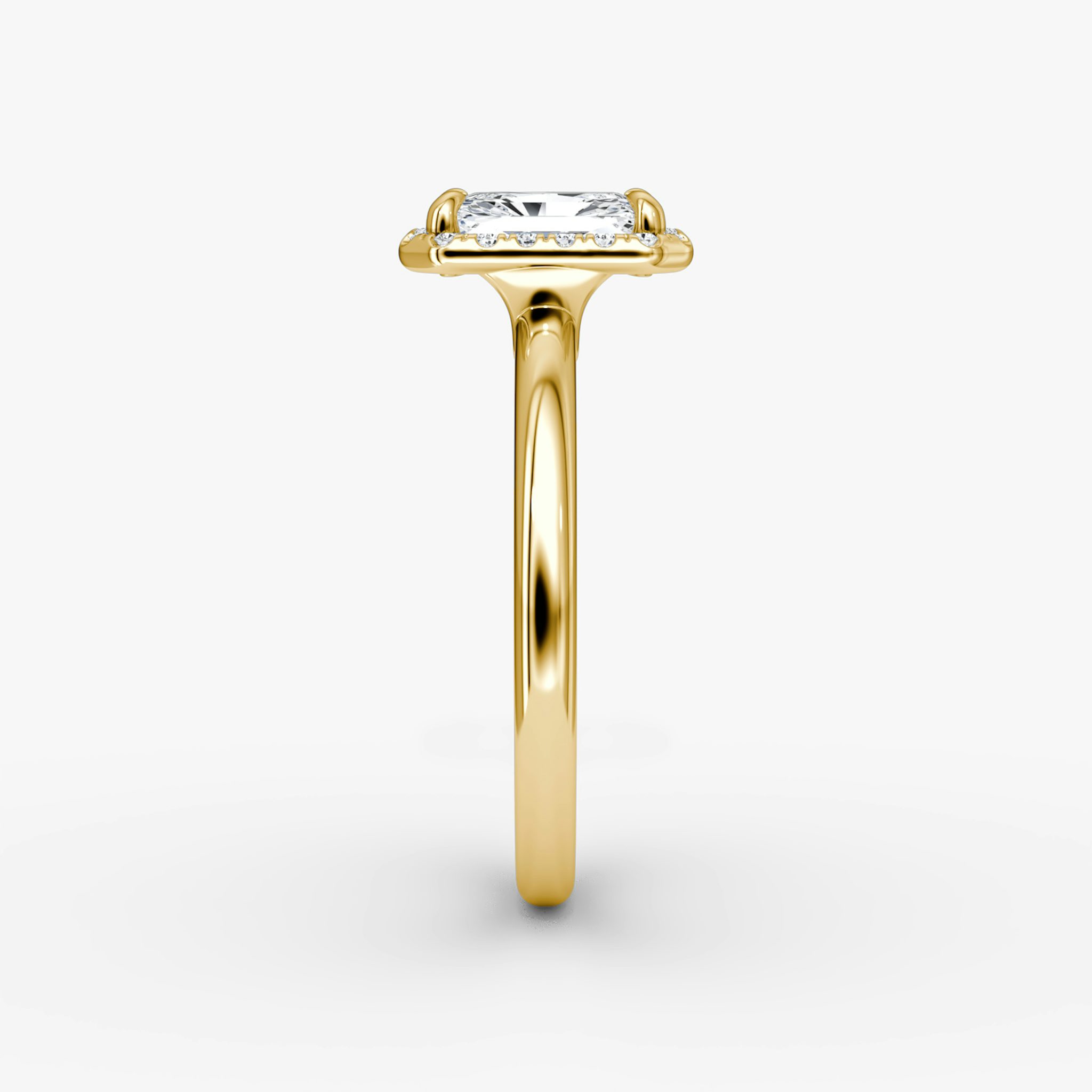 The Halo | Radiant | 18k | Yellow Gold | bandAccent: Plain | haloSize: original | diamondOrientation: vertical | caratWeight: other