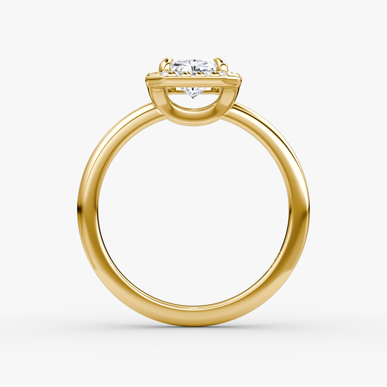 The Halo | Radiant | 18k | Yellow Gold | bandAccent: Plain | haloSize: original | diamondOrientation: vertical | caratWeight: other