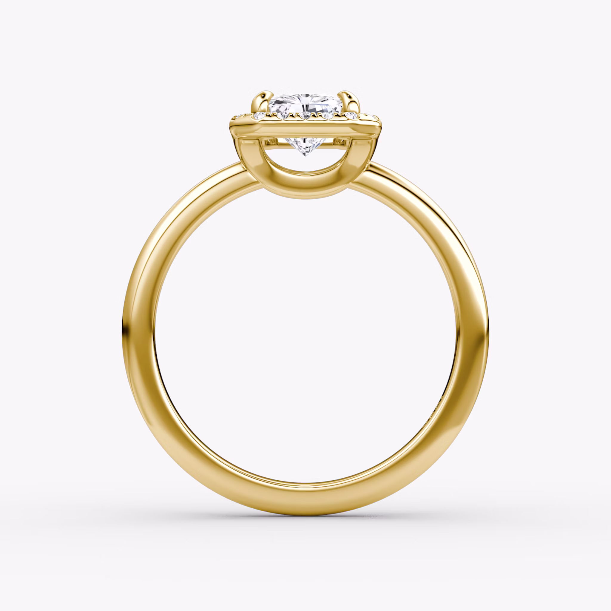 The Halo | Radiant | 18k | Yellow Gold | bandAccent: Plain | haloSize: original | diamondOrientation: vertical | caratWeight: other