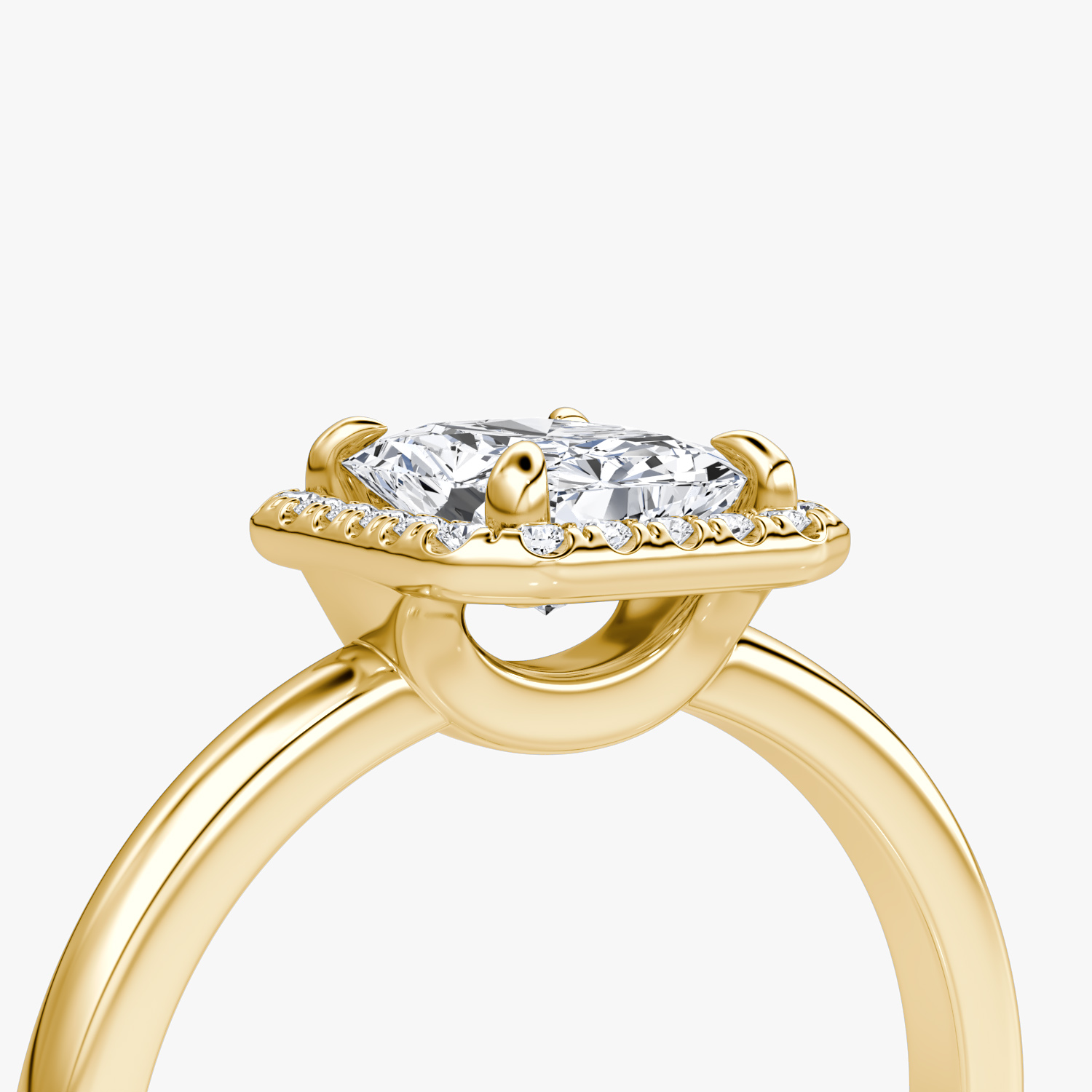 The Halo | Radiant | 18k | Yellow Gold | bandAccent: Plain | haloSize: original | diamondOrientation: vertical | caratWeight: other