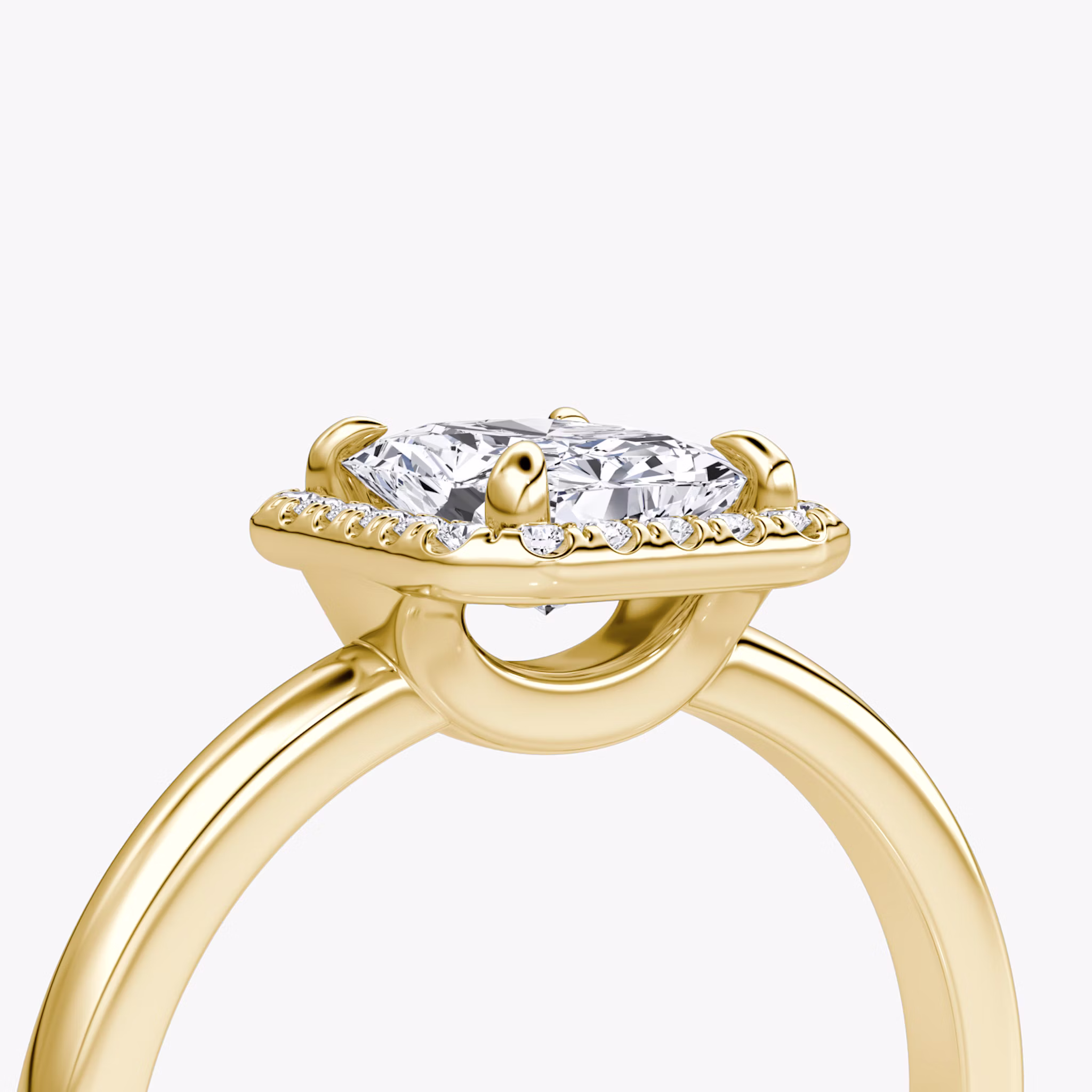 The Halo | Radiant | 18k | Yellow Gold | bandAccent: Plain | haloSize: original | diamondOrientation: vertical | caratWeight: other