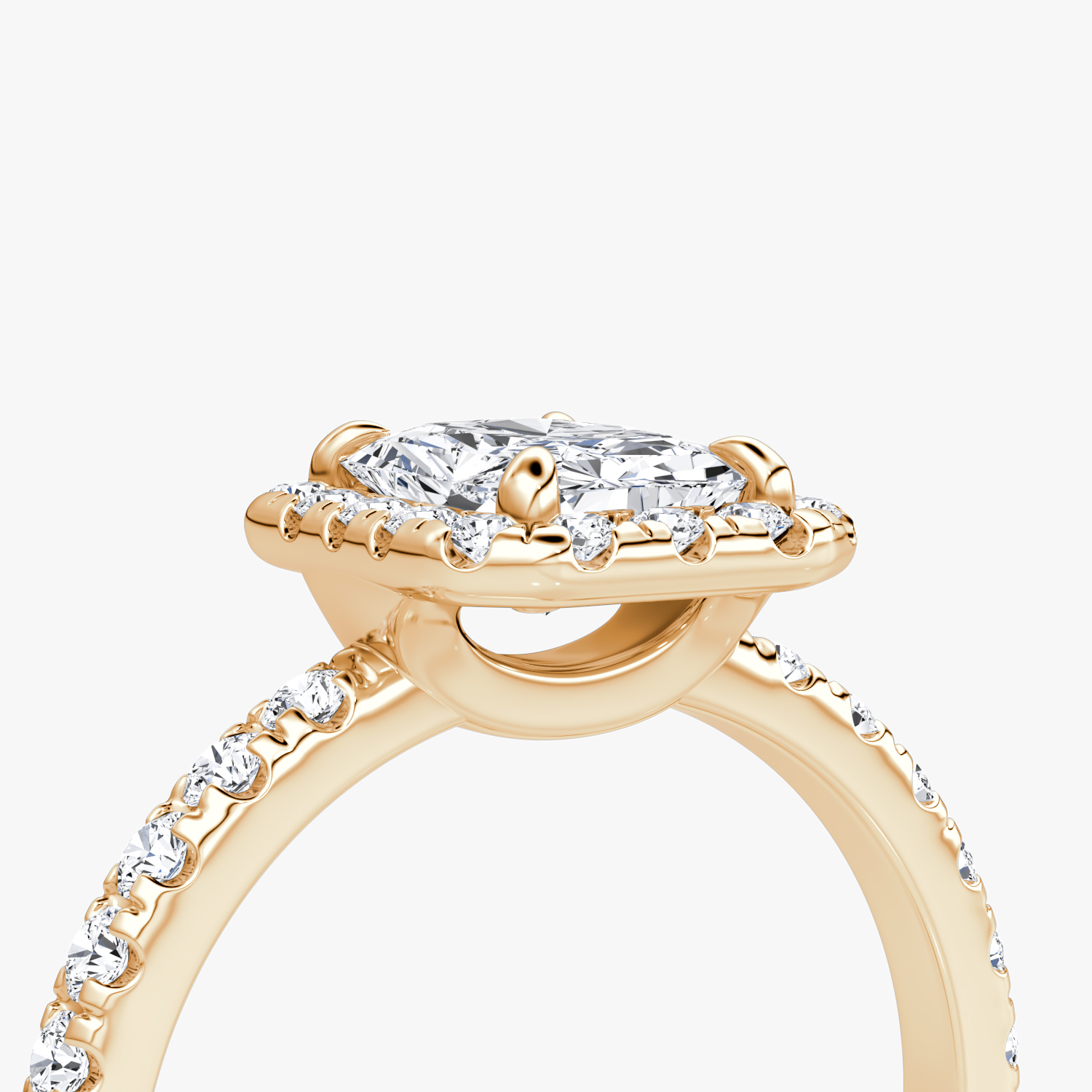 The Halo | Radiant | 14k | Rose Gold | bandAccent: Pavé | haloSize: large | diamondOrientation: vertical | caratWeight: other