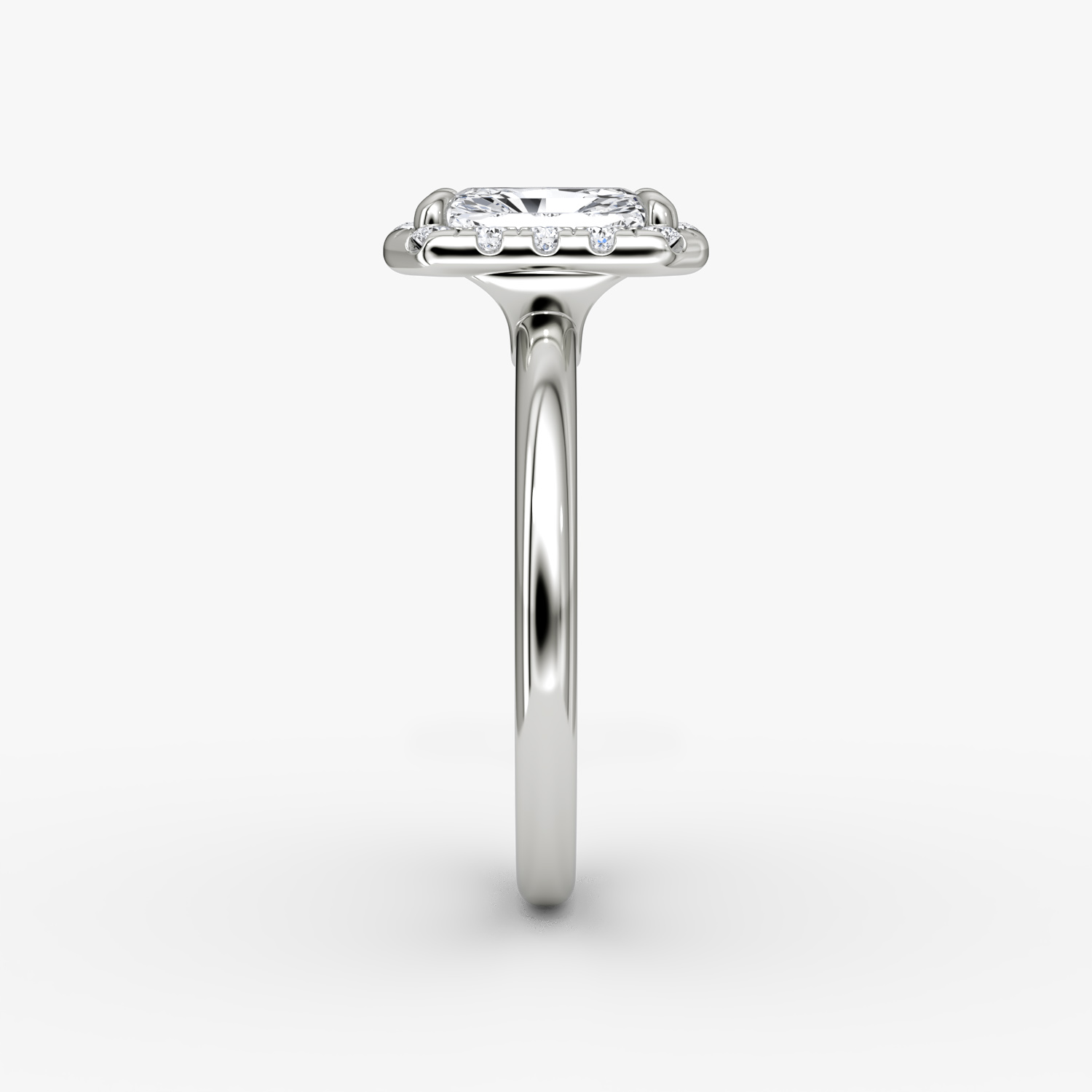 The Halo | Radiant | 18k | White Gold | bandAccent: Plain | haloSize: large | diamondOrientation: vertical | caratWeight: other