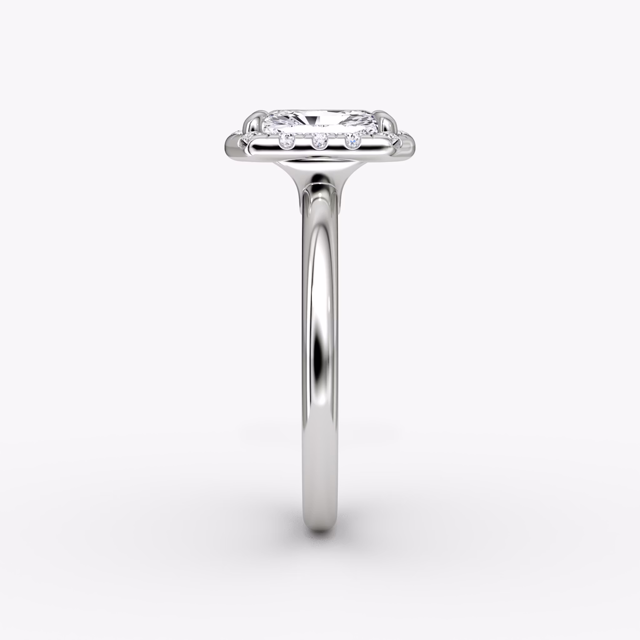 The Halo | Radiant | 18k | White Gold | bandAccent: Plain | haloSize: large | diamondOrientation: vertical | caratWeight: other