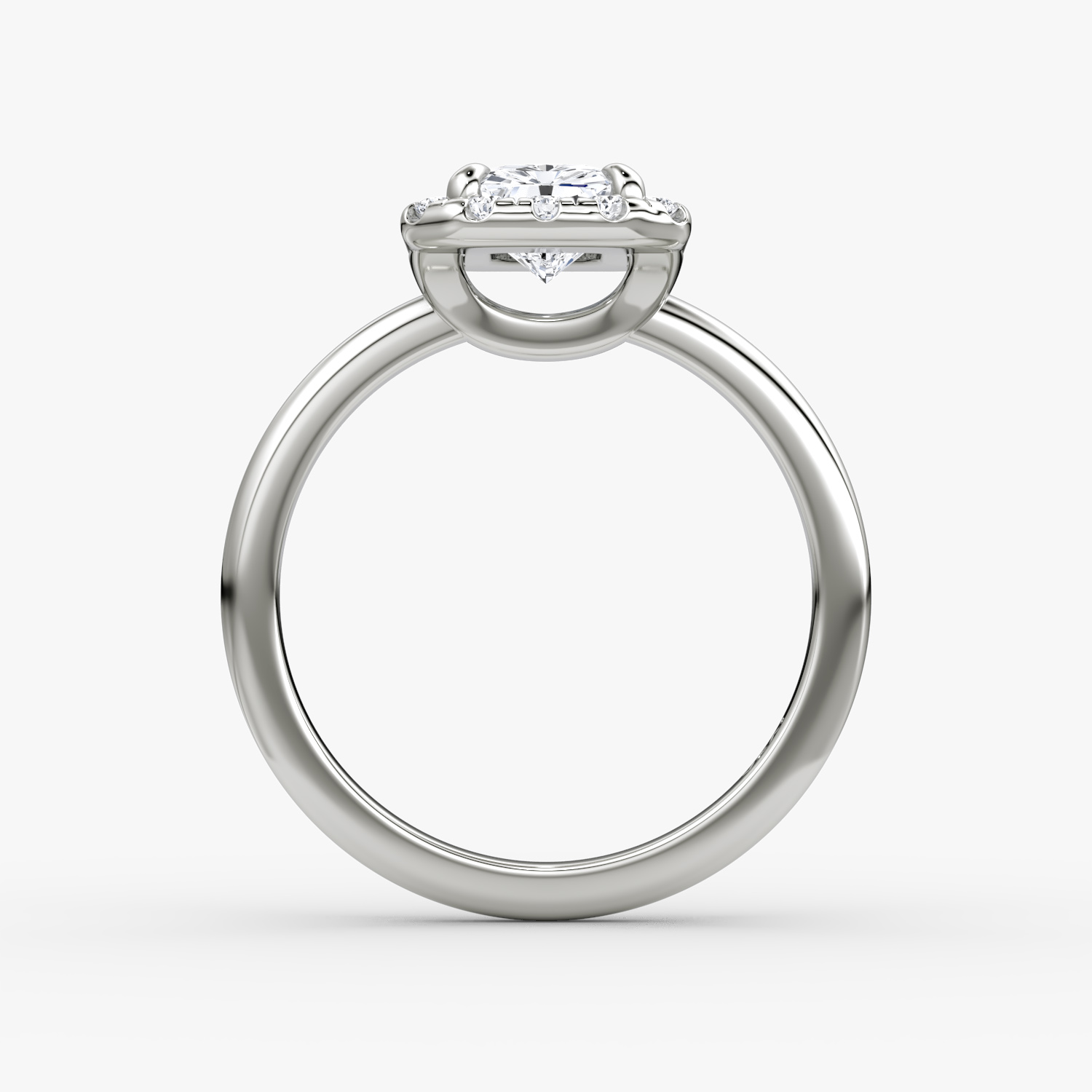 The Halo | Radiant | 18k | White Gold | bandAccent: Plain | haloSize: large | diamondOrientation: vertical | caratWeight: other