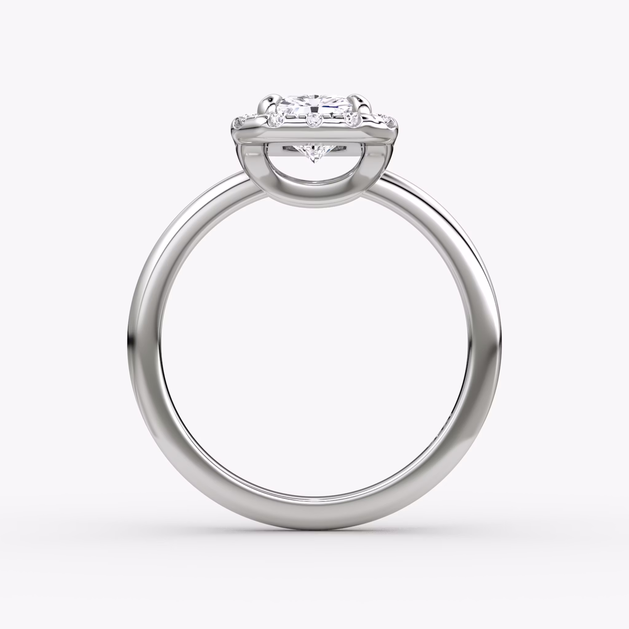 The Halo | Radiant | 18k | White Gold | bandAccent: Plain | haloSize: large | diamondOrientation: vertical | caratWeight: other