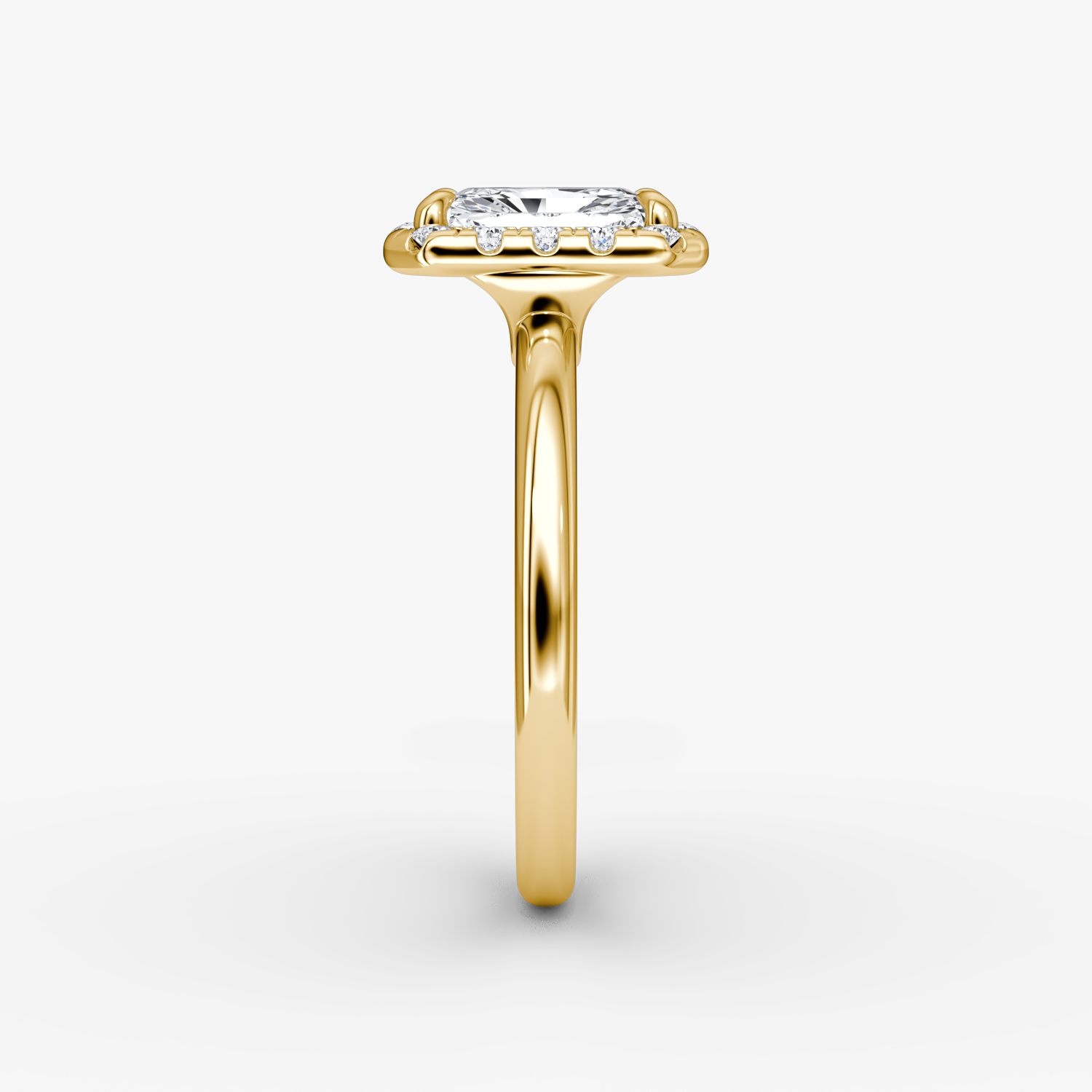 The Halo | Radiant | 18k | Yellow Gold | bandAccent: Plain | haloSize: large | diamondOrientation: vertical | caratWeight: other