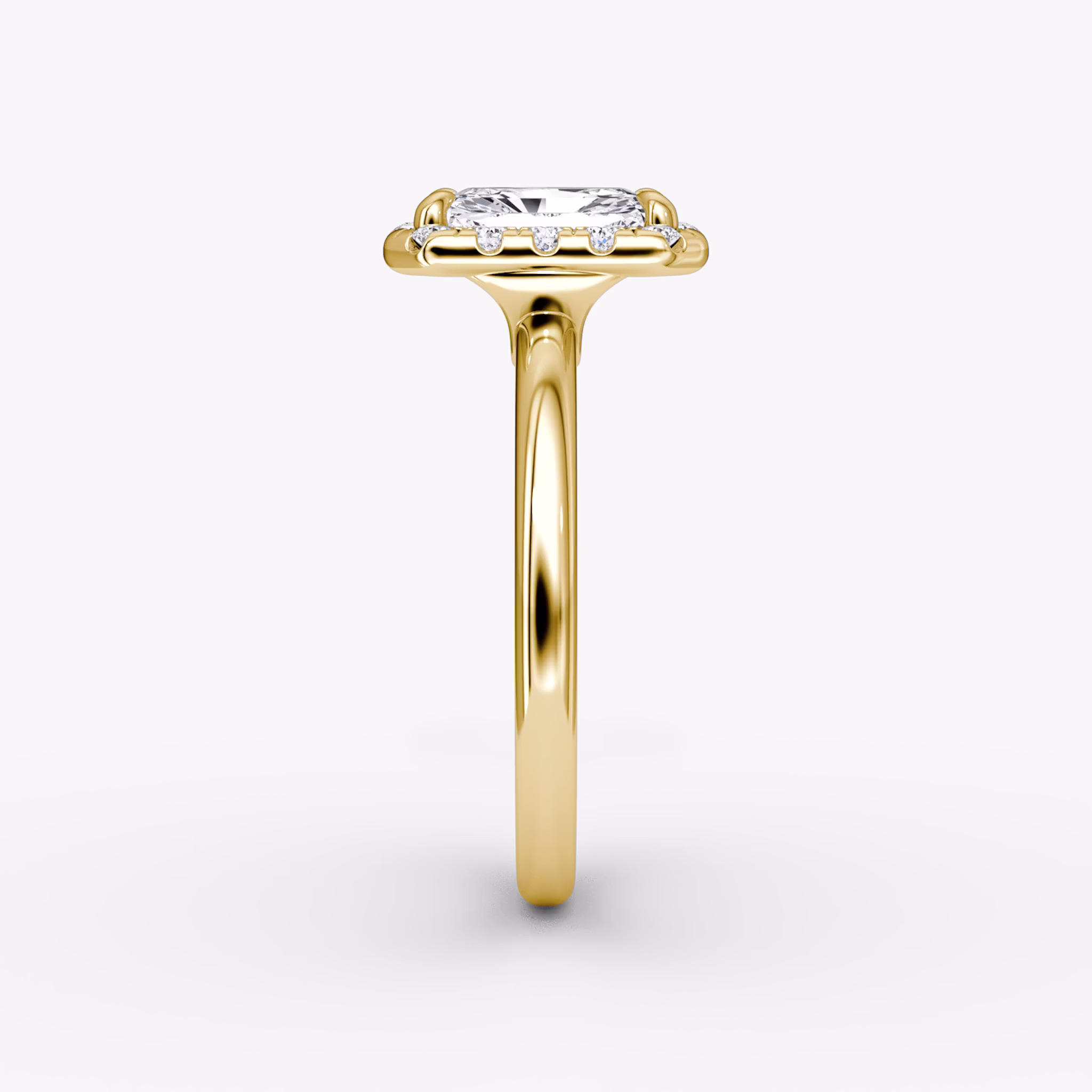 The Halo | Radiant | 18k | Yellow Gold | bandAccent: Plain | haloSize: large | diamondOrientation: vertical | caratWeight: other
