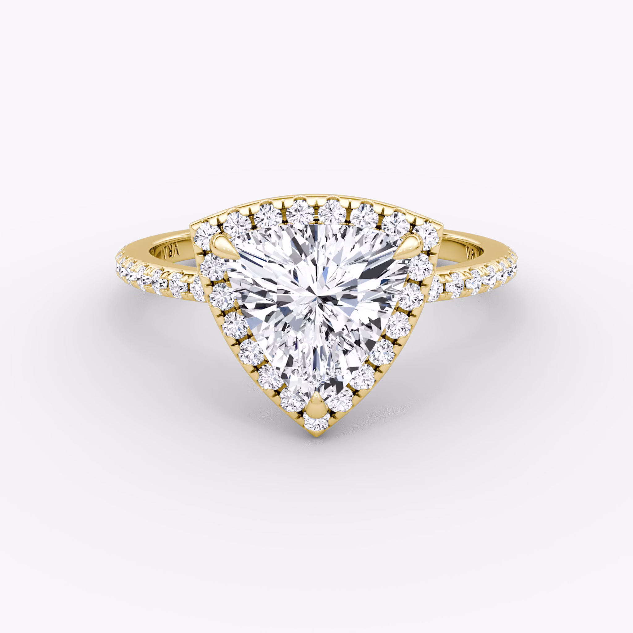 The Halo | Trillion | 18k | Yellow Gold | bandAccent: Pavé | haloSize: original | diamondOrientation: vertical | caratWeight: other