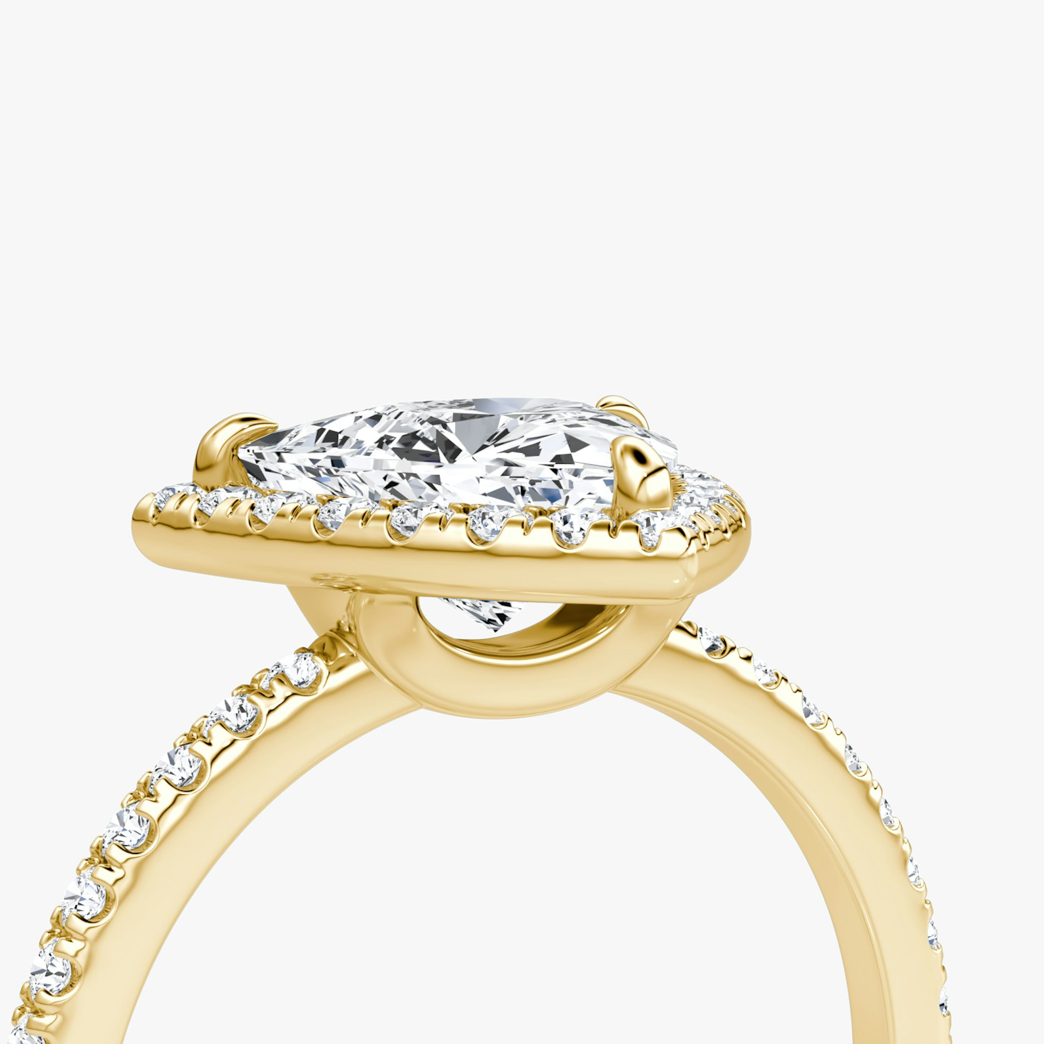 The Halo | Trillion | 18k | Yellow Gold | bandAccent: Pavé | haloSize: original | diamondOrientation: vertical | caratWeight: other