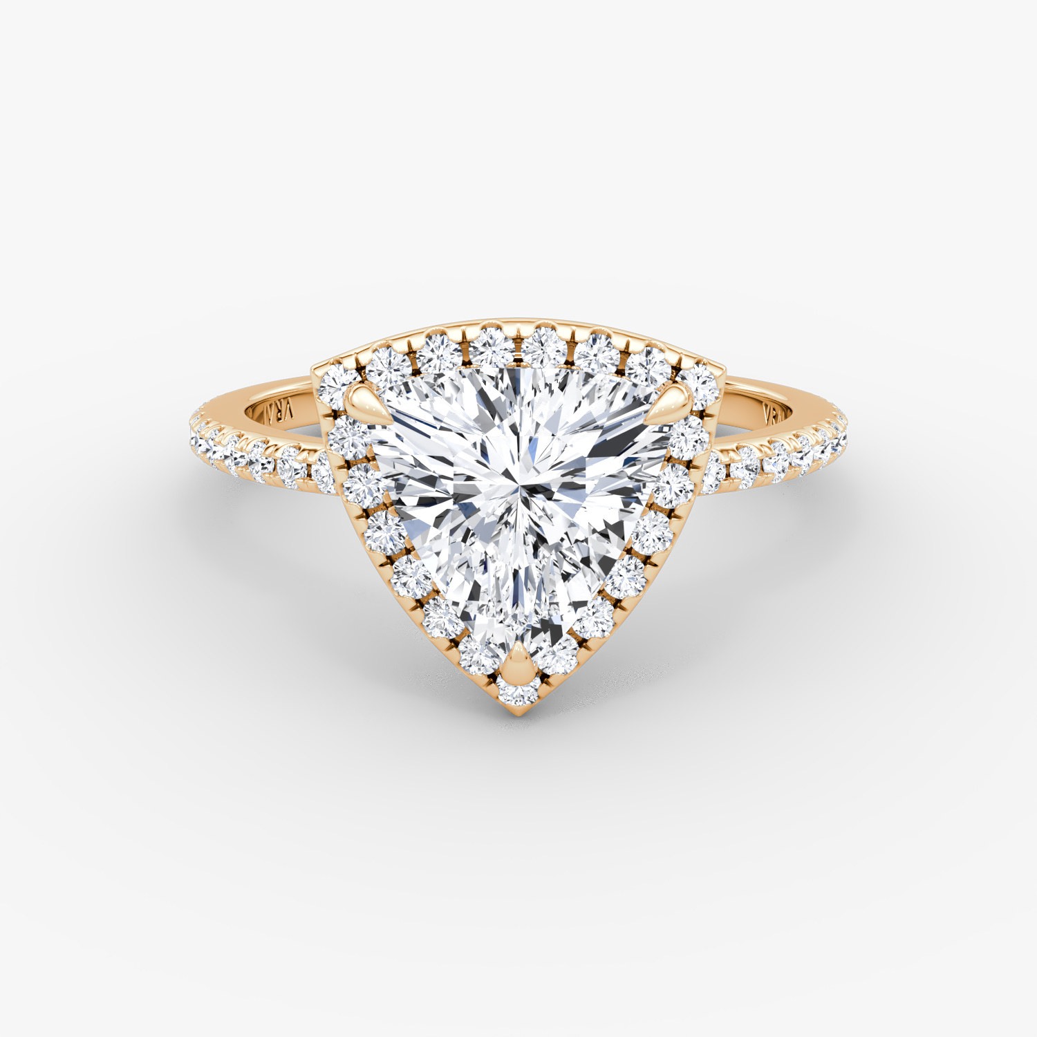 The Halo | Trillion | 14k | Rose Gold | bandAccent: Pavé | haloSize: original | diamondOrientation: vertical | caratWeight: other