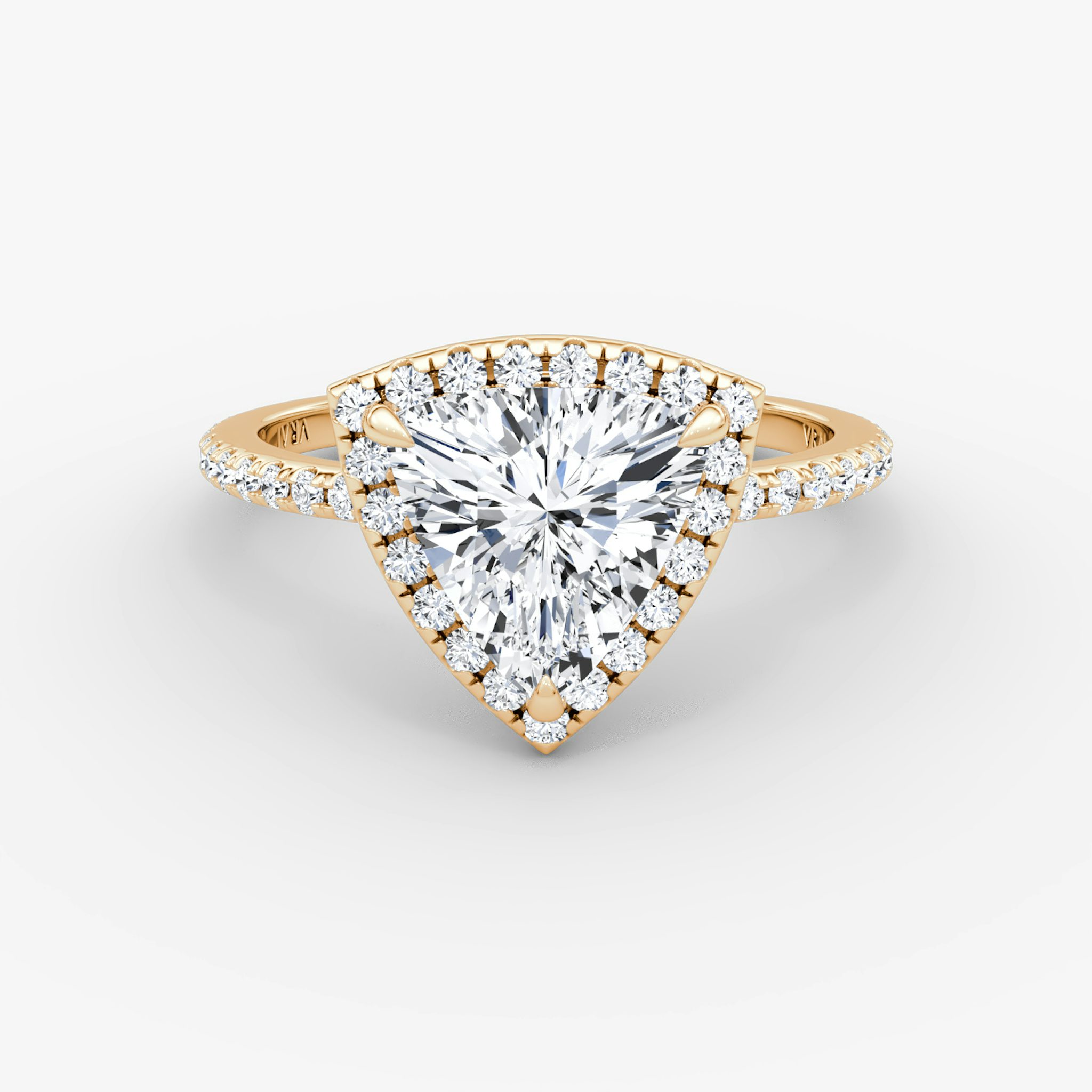 The Halo | Trillion | 14k | Rose Gold | bandAccent: Pavé | haloSize: original | diamondOrientation: vertical | caratWeight: other
