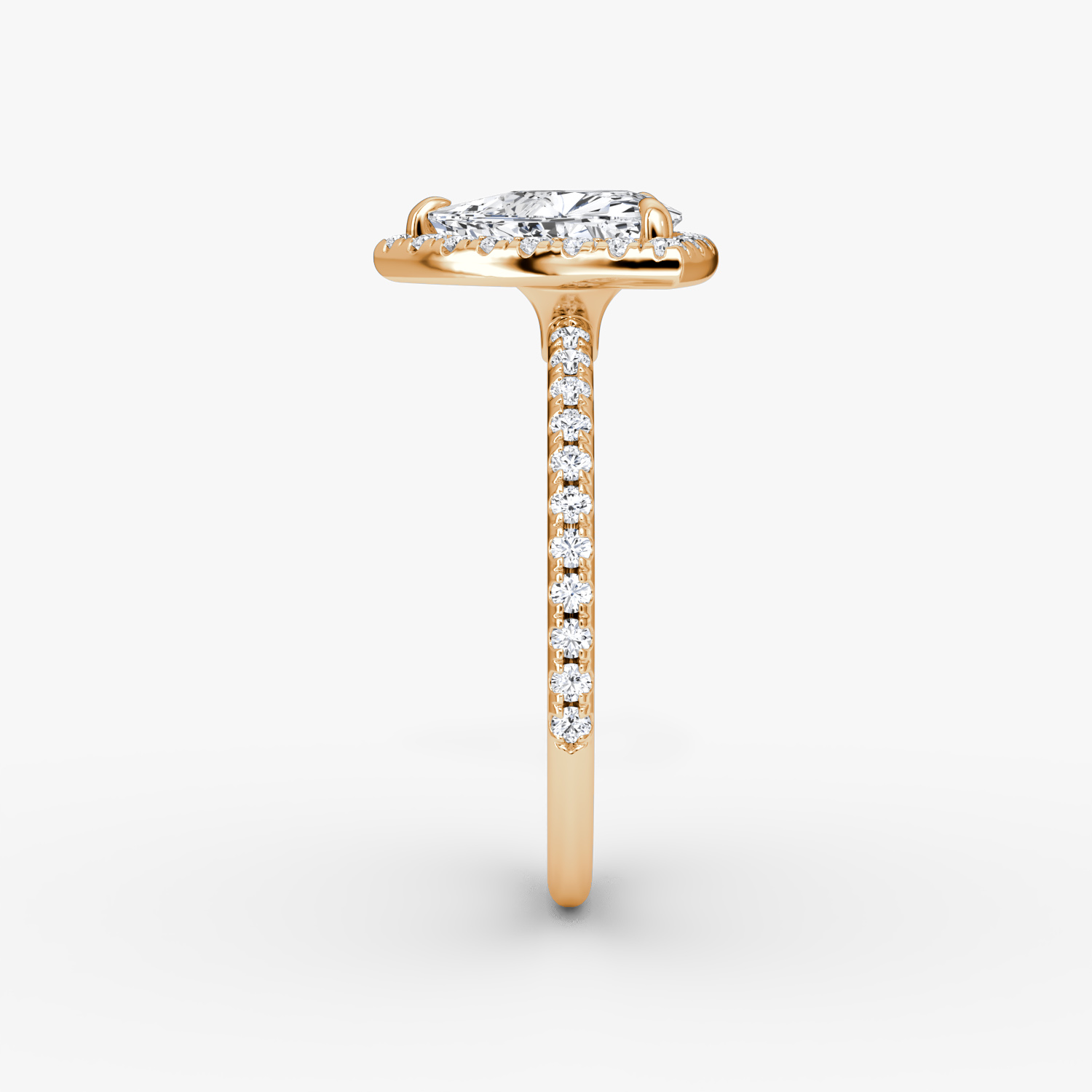 The Halo | Trillion | 14k | Rose Gold | bandAccent: Pavé | haloSize: original | diamondOrientation: vertical | caratWeight: other