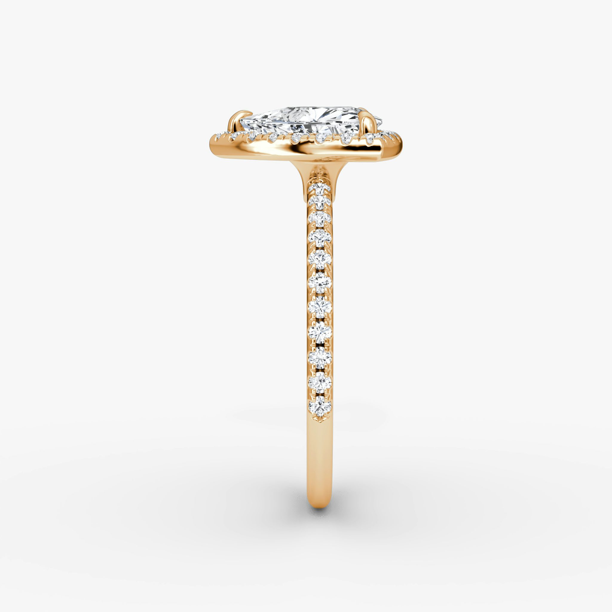 The Halo | Trillion | 14k | Rose Gold | bandAccent: Pavé | haloSize: original | diamondOrientation: vertical | caratWeight: other
