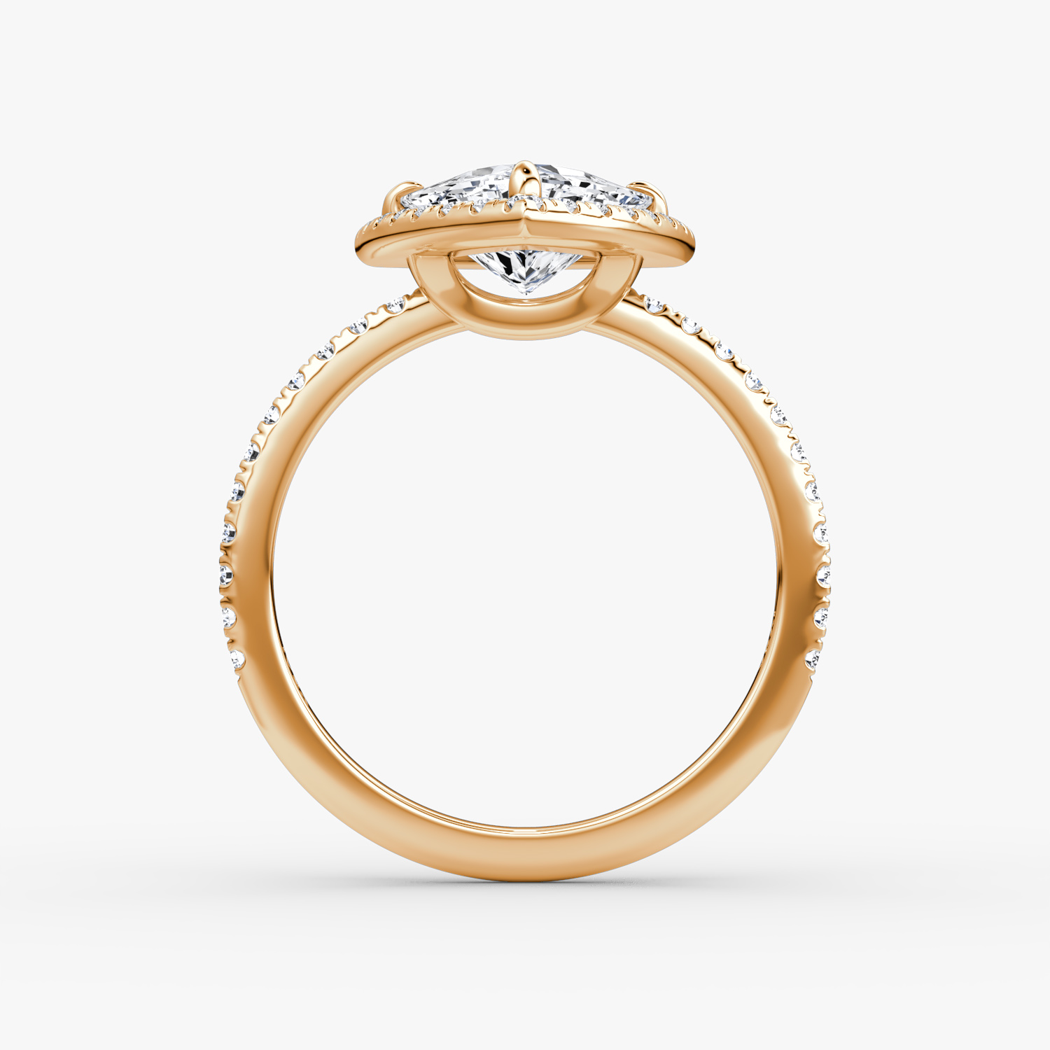 The Halo | Trillion | 14k | Rose Gold | bandAccent: Pavé | haloSize: original | diamondOrientation: vertical | caratWeight: other