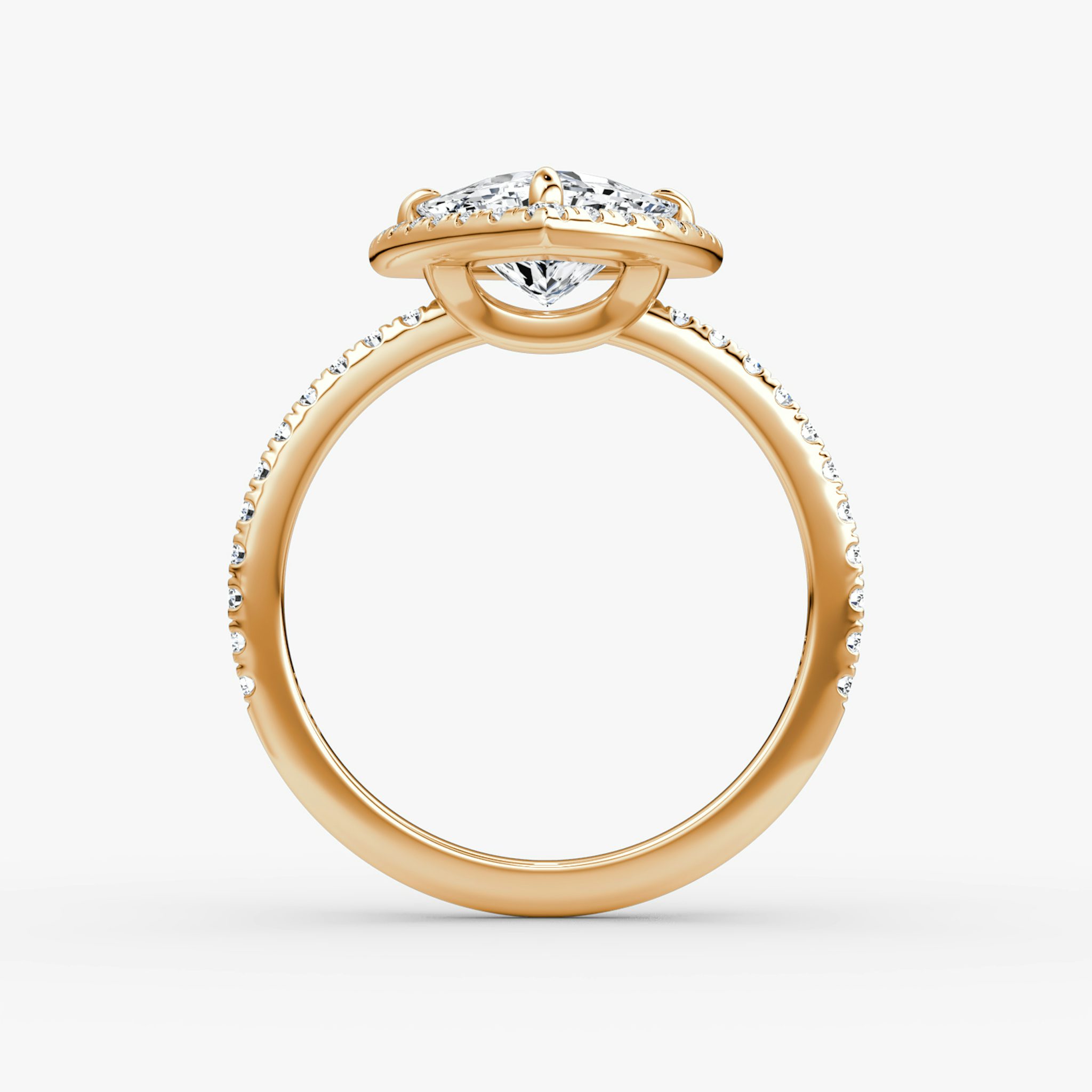 The Halo | Trillion | 14k | Rose Gold | bandAccent: Pavé | haloSize: original | diamondOrientation: vertical | caratWeight: other