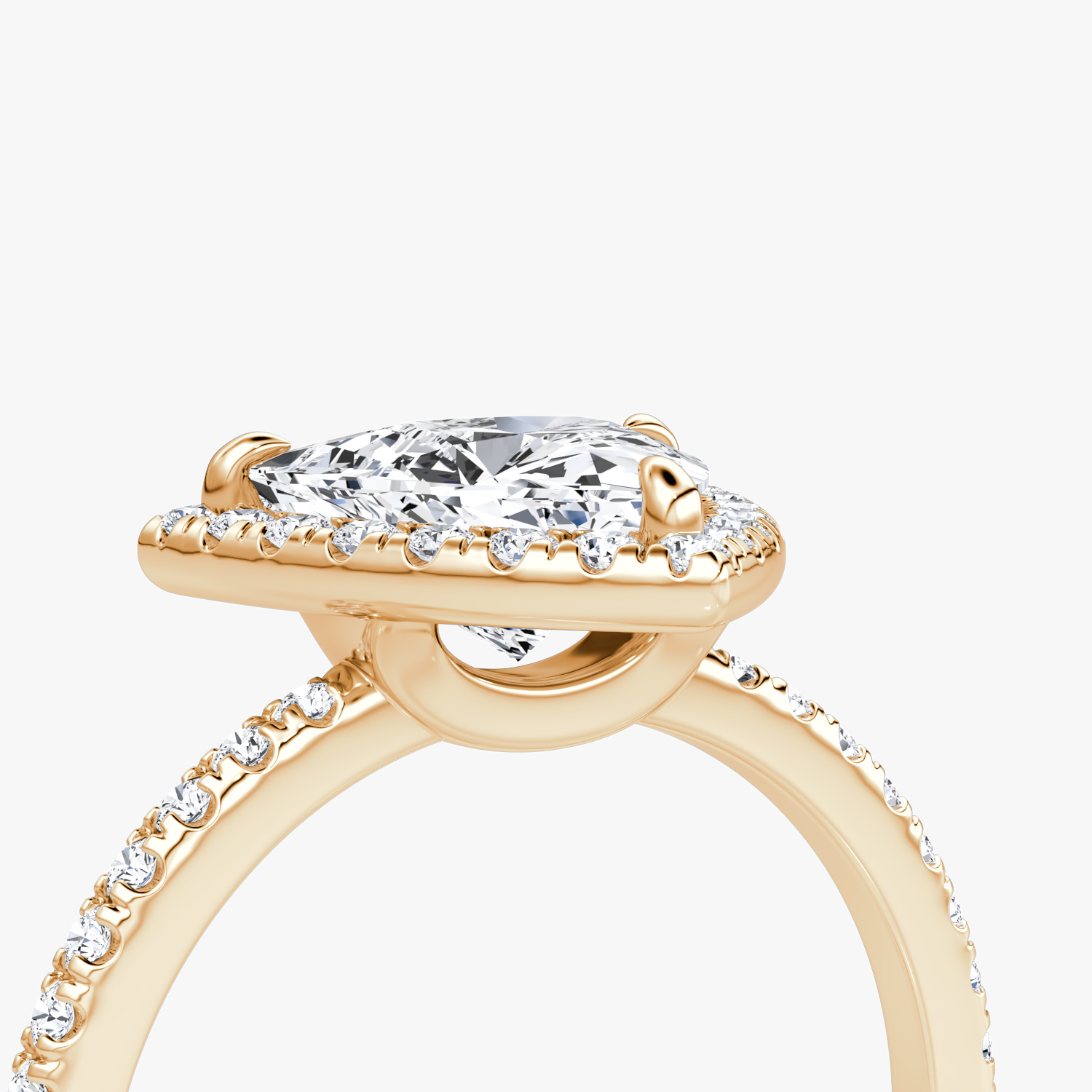 The Halo | Trillion | 14k | Rose Gold | bandAccent: Pavé | haloSize: original | diamondOrientation: vertical | caratWeight: other