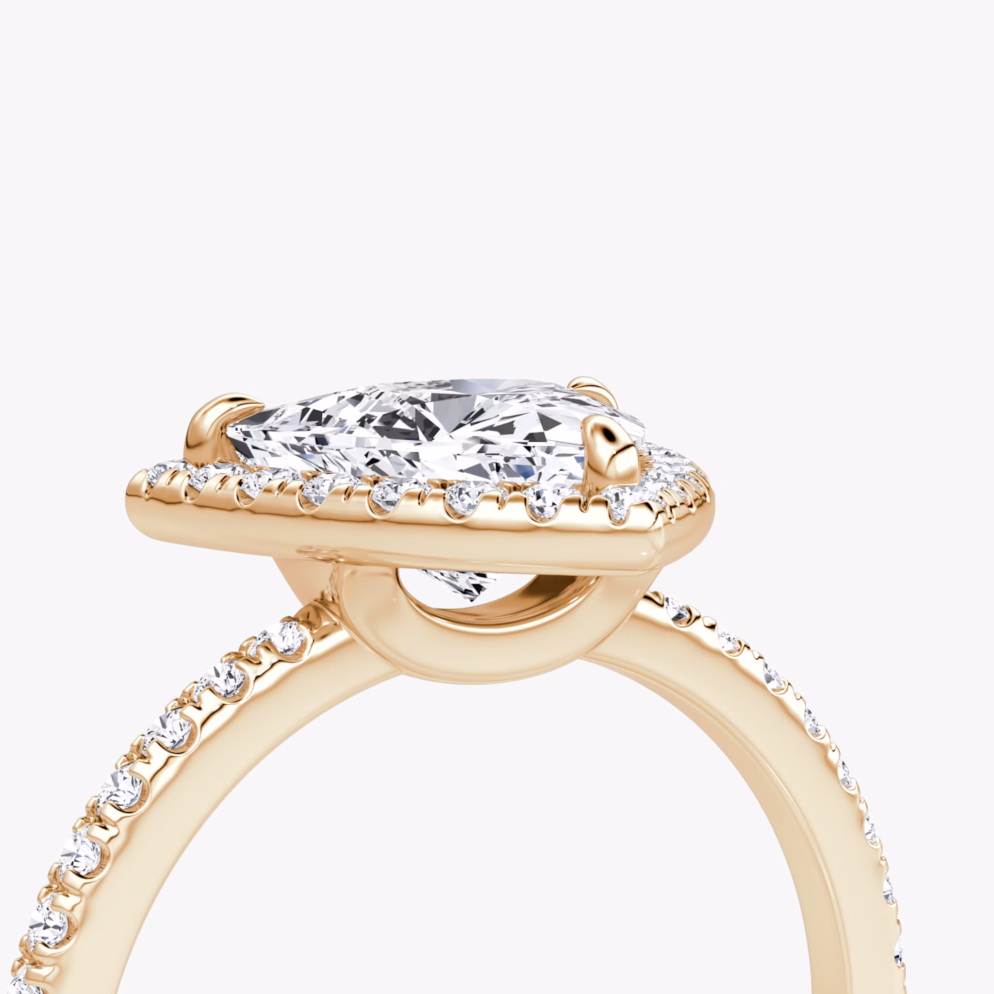 The Halo | Trillion | 14k | Rose Gold | bandAccent: Pavé | haloSize: original | diamondOrientation: vertical | caratWeight: other
