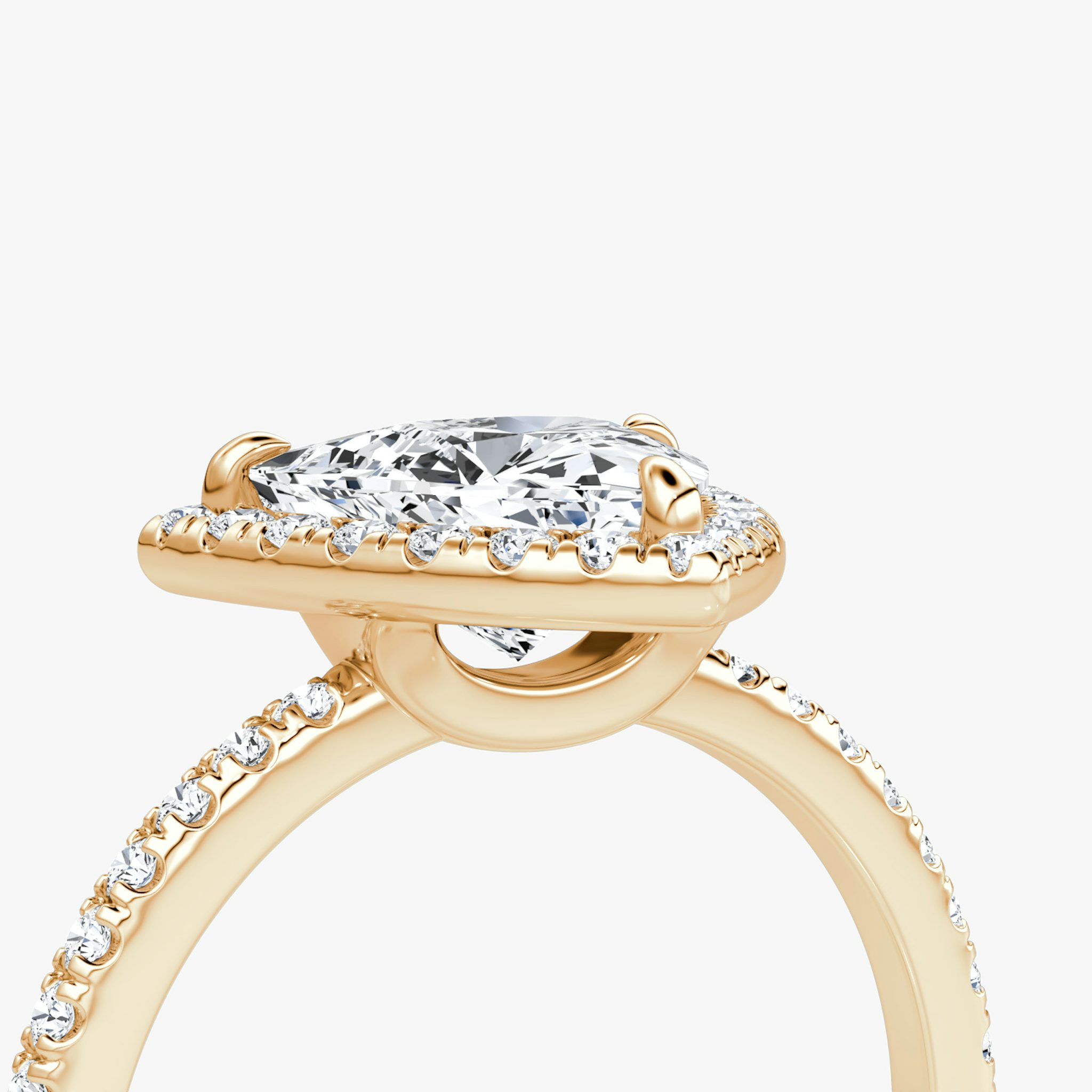The Halo | Trillion | 14k | Rose Gold | bandAccent: Pavé | haloSize: original | diamondOrientation: vertical | caratWeight: other