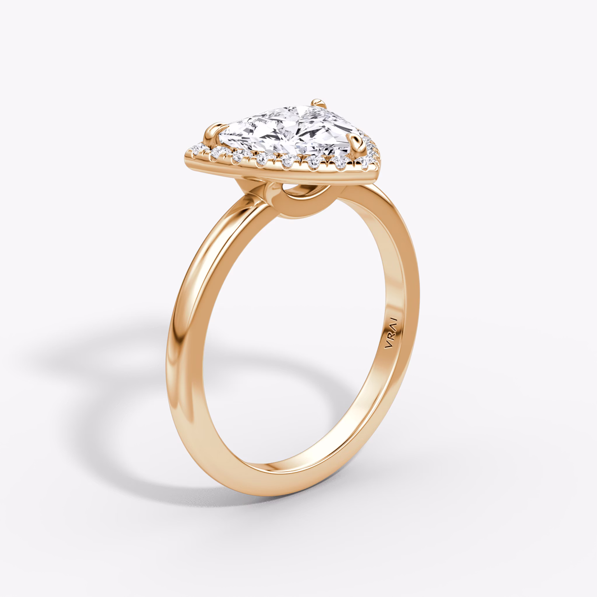 The Halo | Trillion | 14k | Rose Gold | bandAccent: Plain | haloSize: original | diamondOrientation: vertical | caratWeight: other